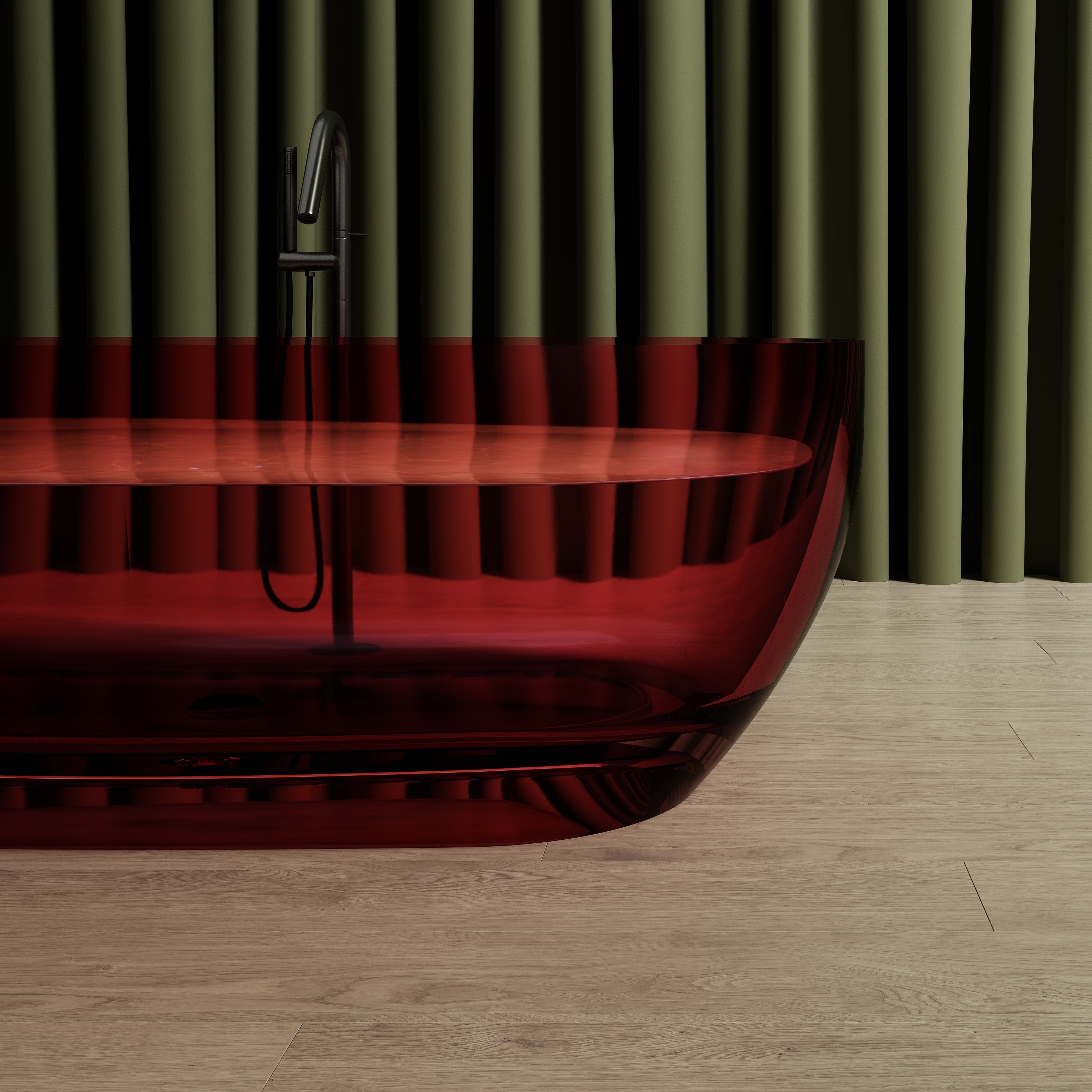 MonBlari Resin Freestanding Bathtub TW-8501-TR-FrontCloseUp