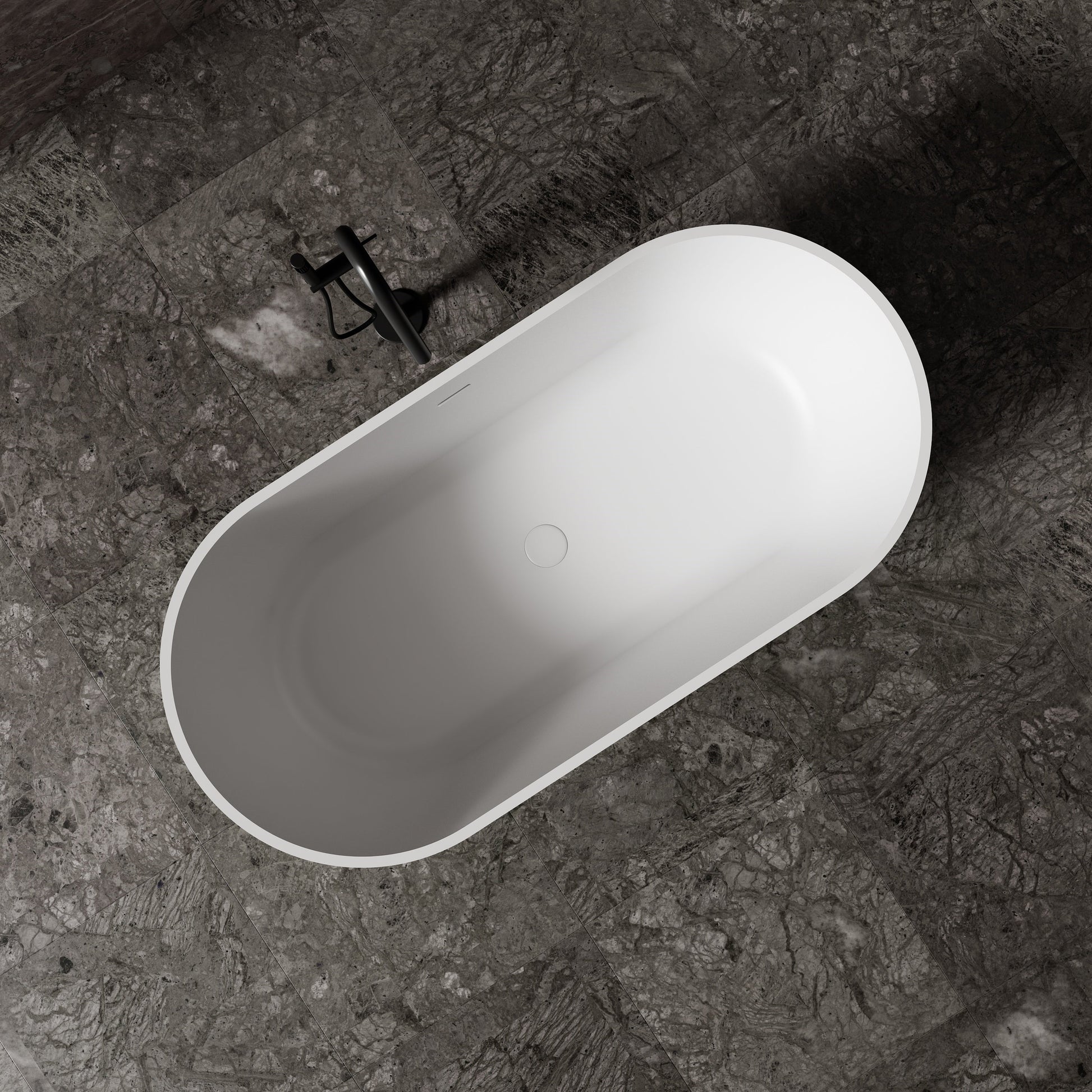 MonBlari Solid Surface Freestanding Bathtub-TW-8501-MW-TopView