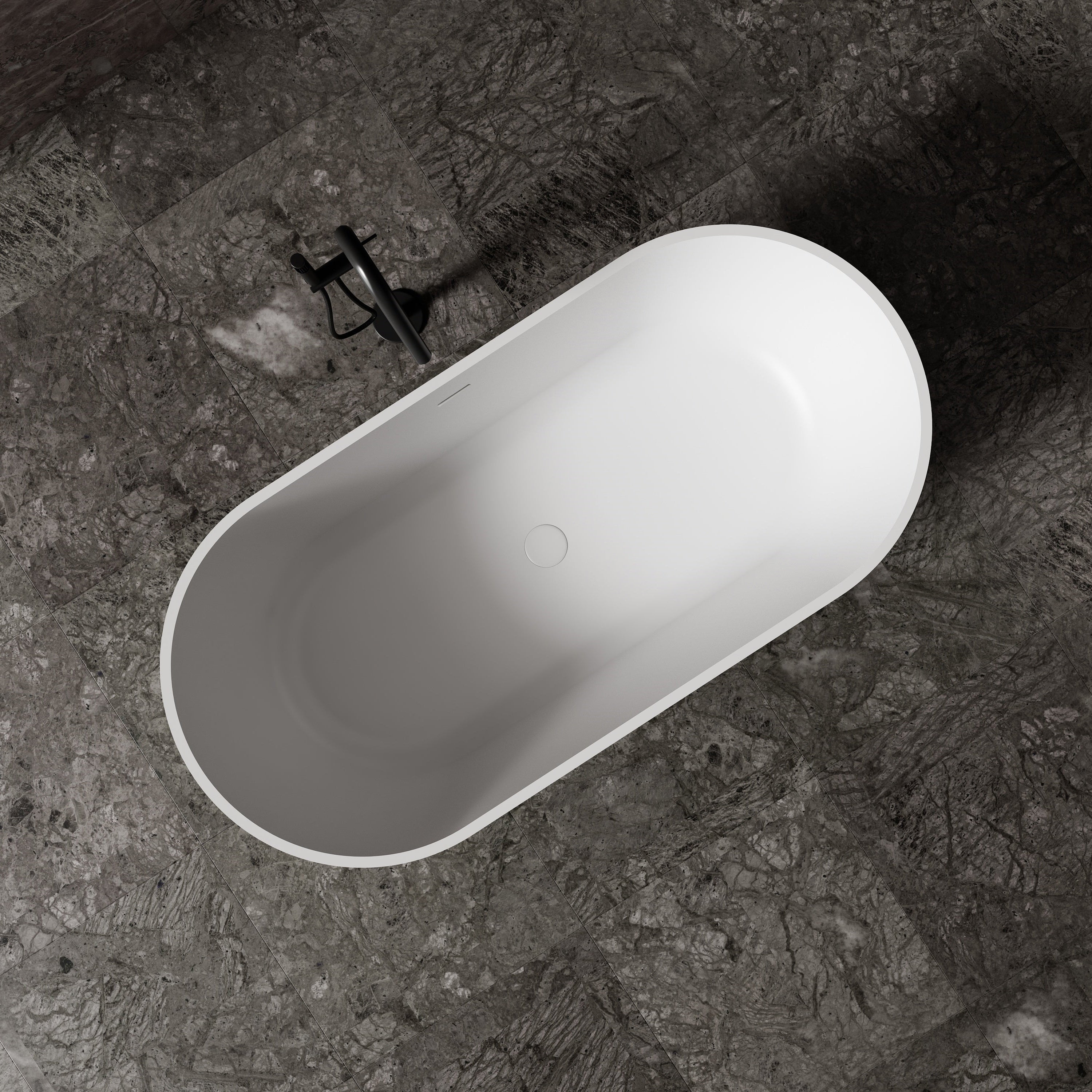 MonBlari Solid Surface Freestanding Bathtub-TW-8501-MW-TopView