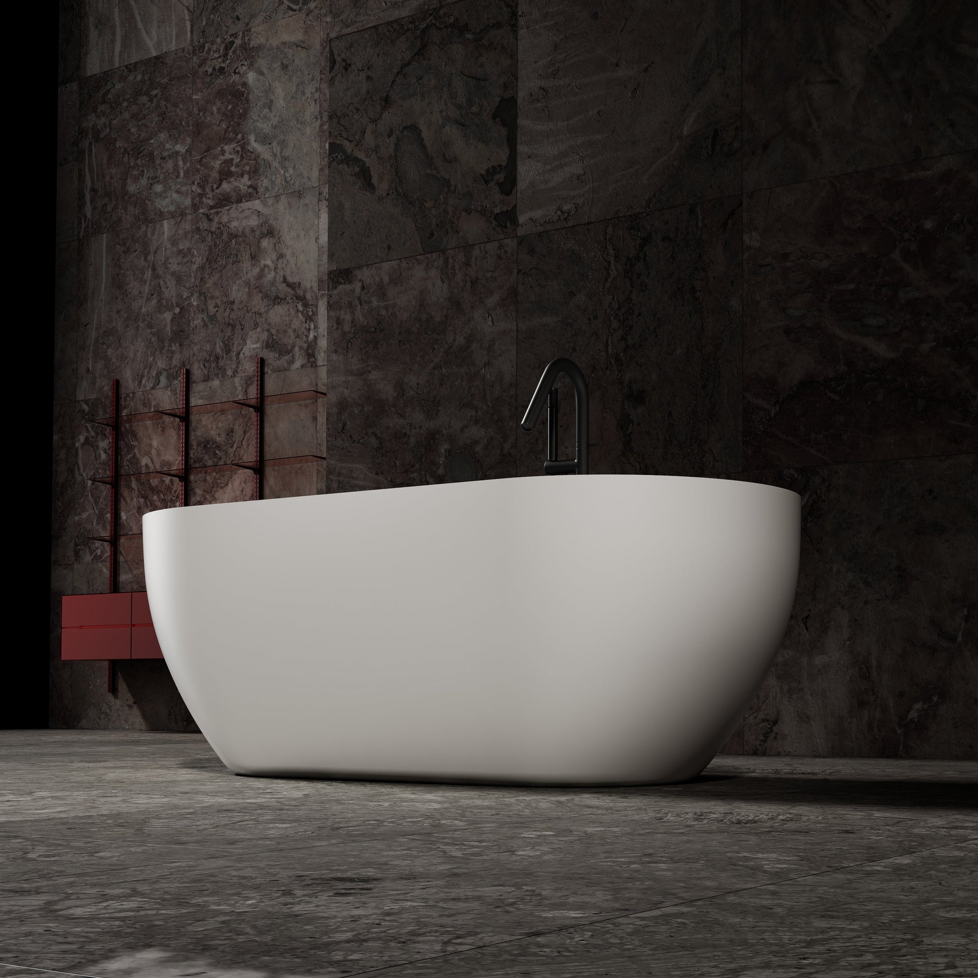 MonBlari Solid Surface Freestanding Bathtub-TW-8501-MW-SideView