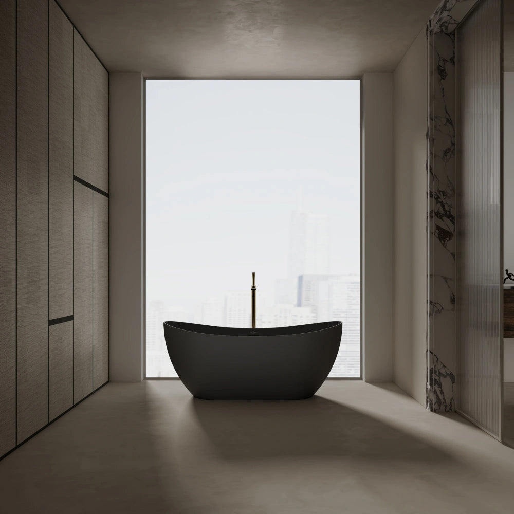 Monblari 59.1" Solid Surface tubs Surface Soaking bathtubs