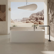 67 Inch MonBlari Solid Surface Back to Wall Bathtub TW-8506-MW TW8506MW-FrontView