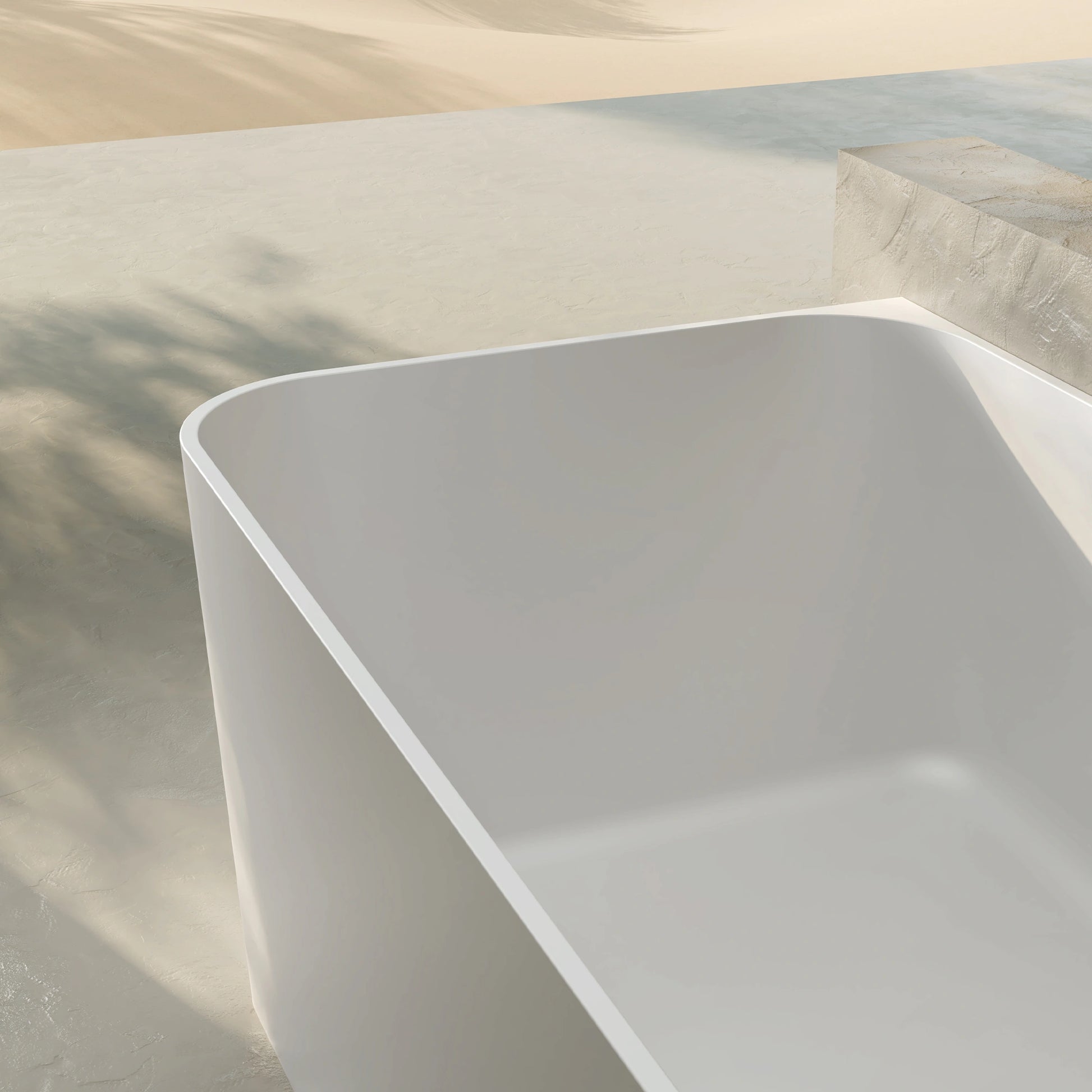 67 Inch MonBlari Solid Surface Back to Wall Bathtub TW-8506-MW TW8506MW-TopViewCloseUp