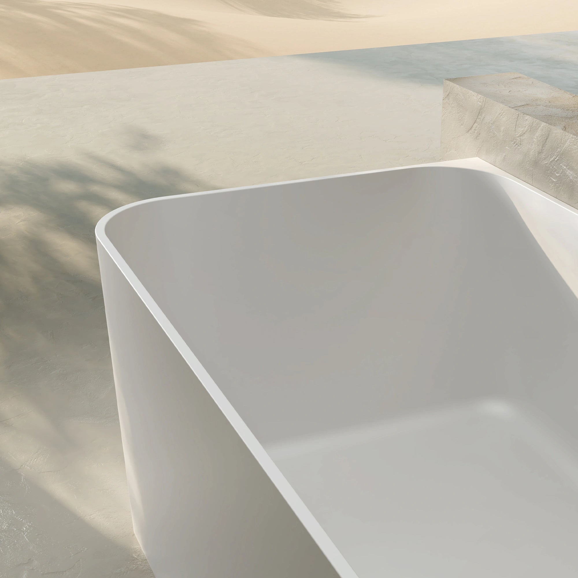 67 Inch MonBlari Solid Surface Back to Wall Bathtub TW-8506-MW TW8506MW-TopViewCloseUp