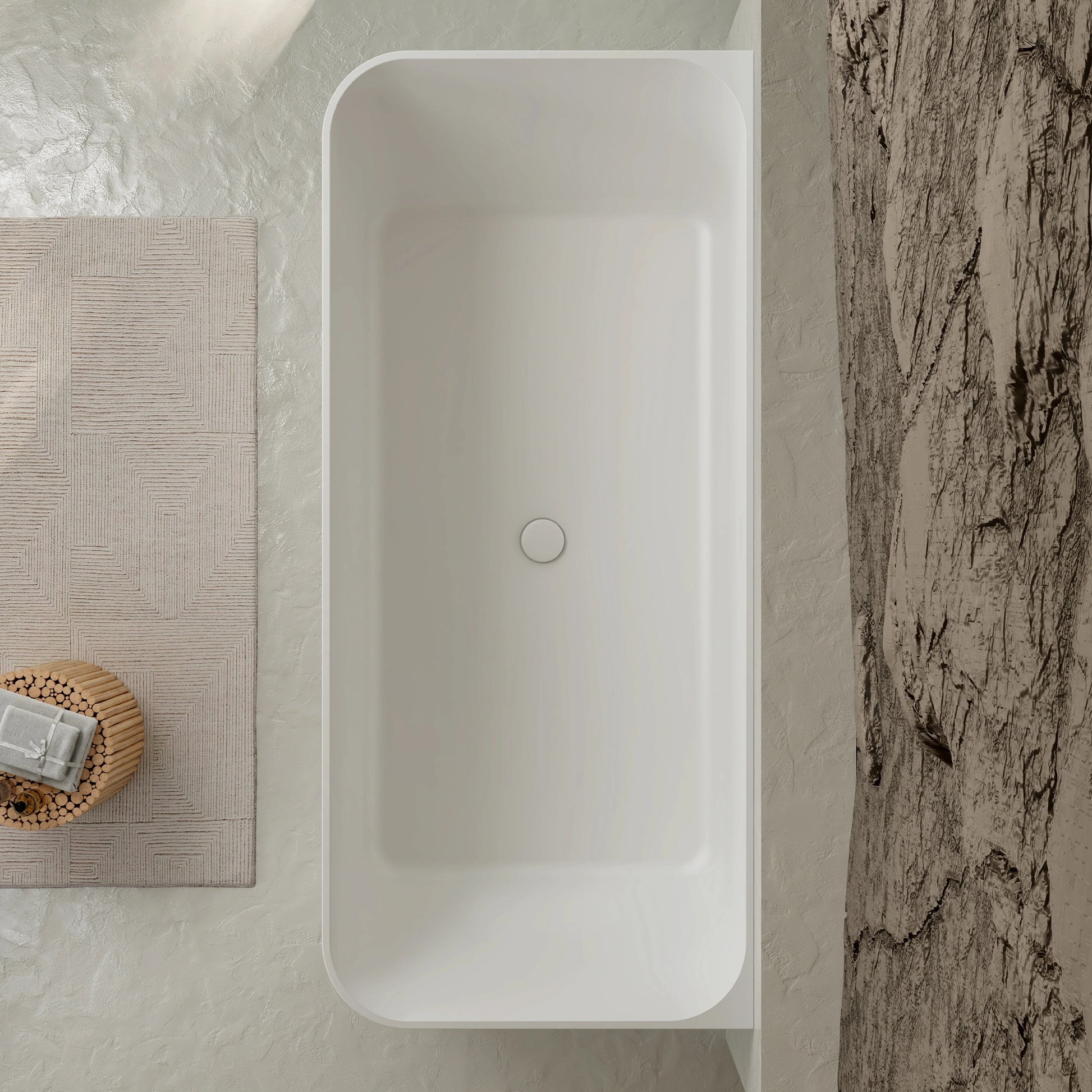 67 Inch MonBlari Solid Surface Back to Wall Bathtub TW-8506-MW TW8506MW-TopView