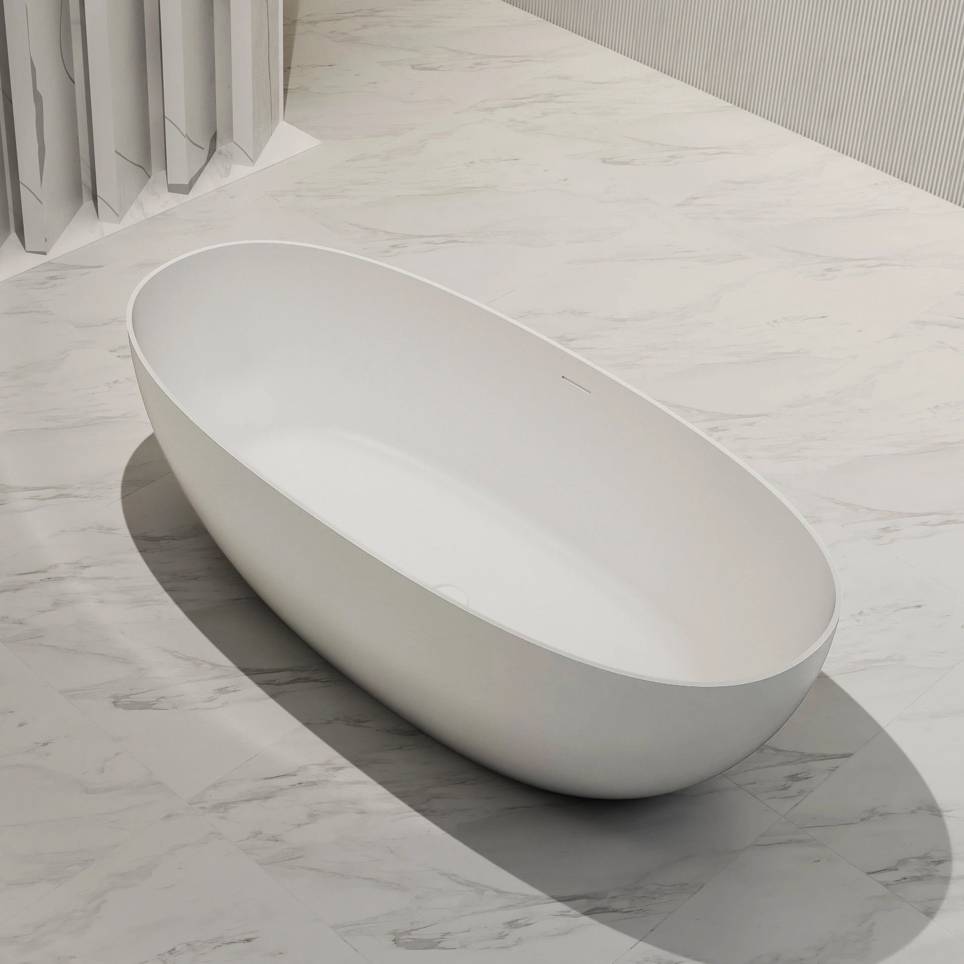 71 Inch MonBlari Solid Surface Freestanding Bathtub TW-8507-MW TW8507MW-DiagonalTopView