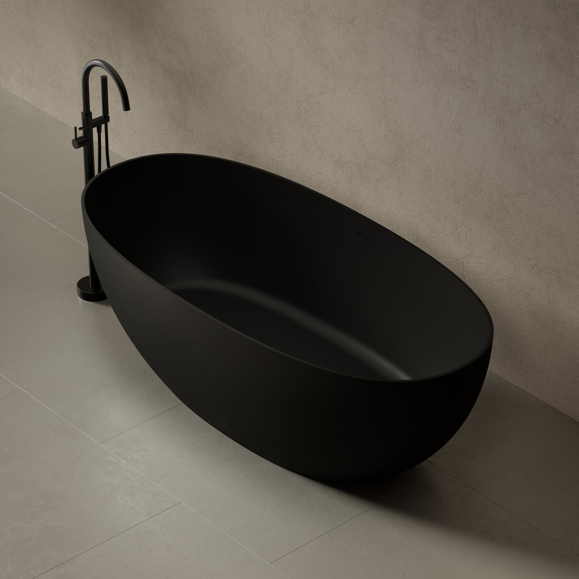 59.1 Inch MonBlari Solid Surface Freestanding Bathtub TW-8507-MW TW8507MW-SideTop
