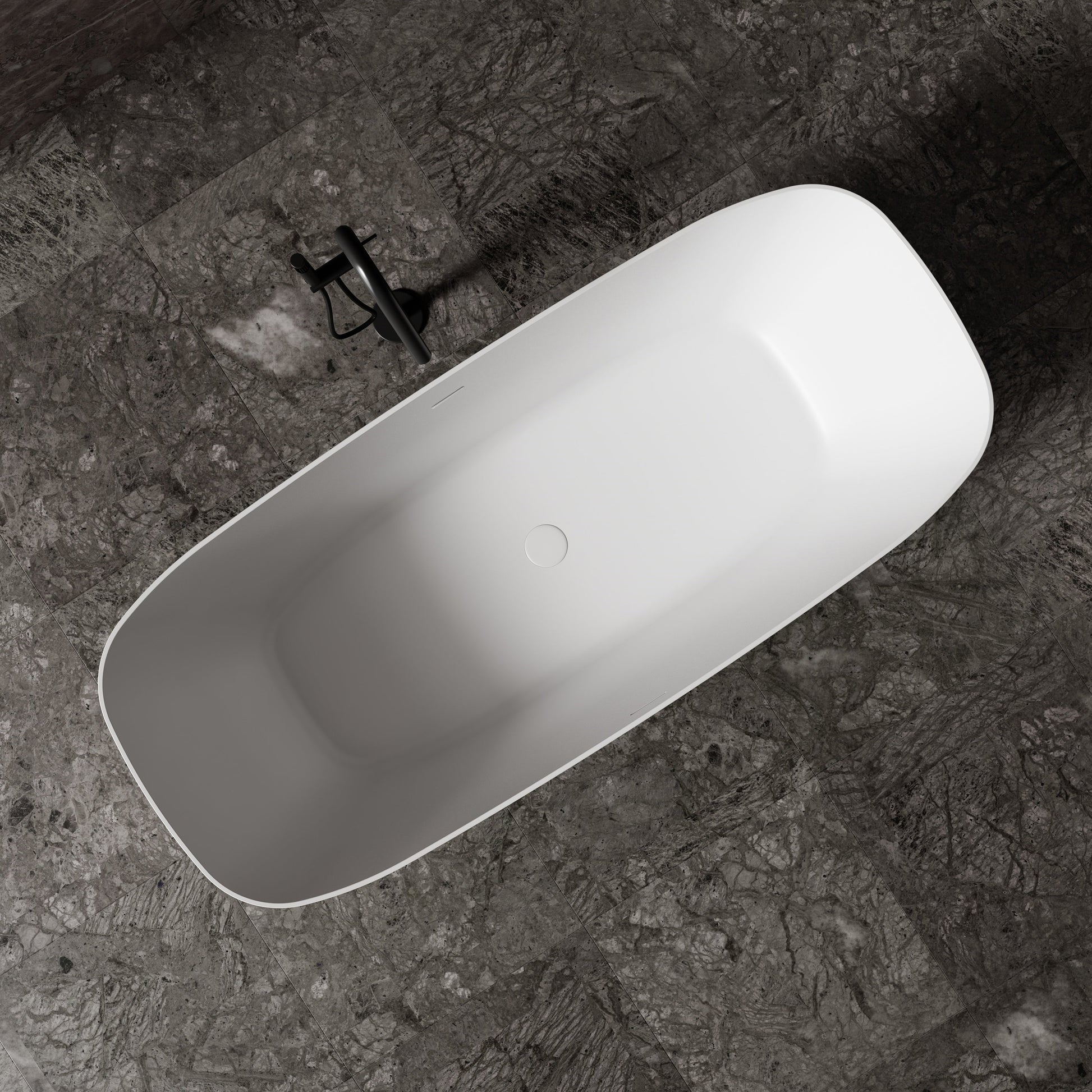 67 Inch MonBlari Solid Surface Freestanding Bathtub TW-8508-MW TW8508MW-TopView