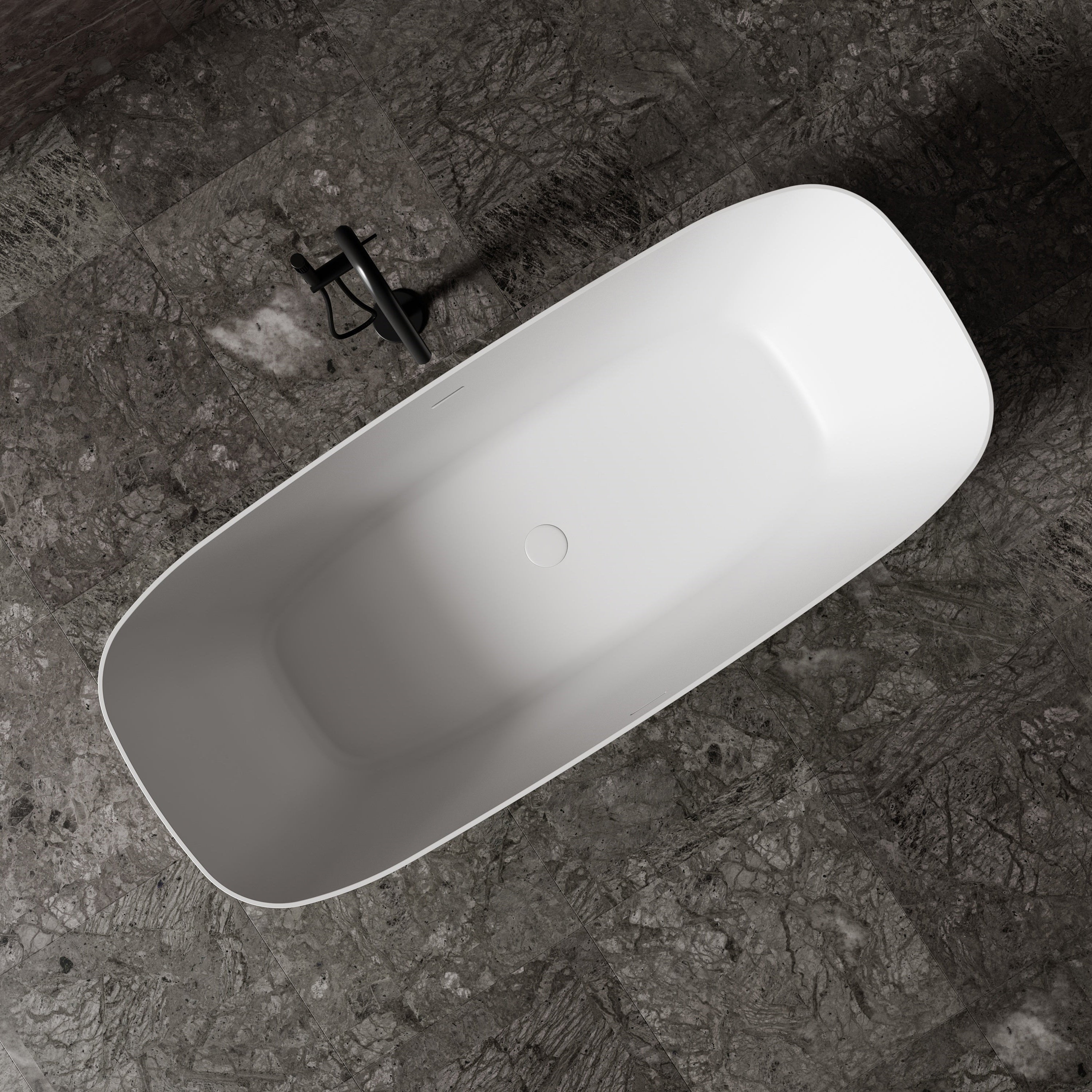 67 Inch MonBlari Solid Surface Freestanding Bathtub TW-8508-MW TW8508MW-TopView