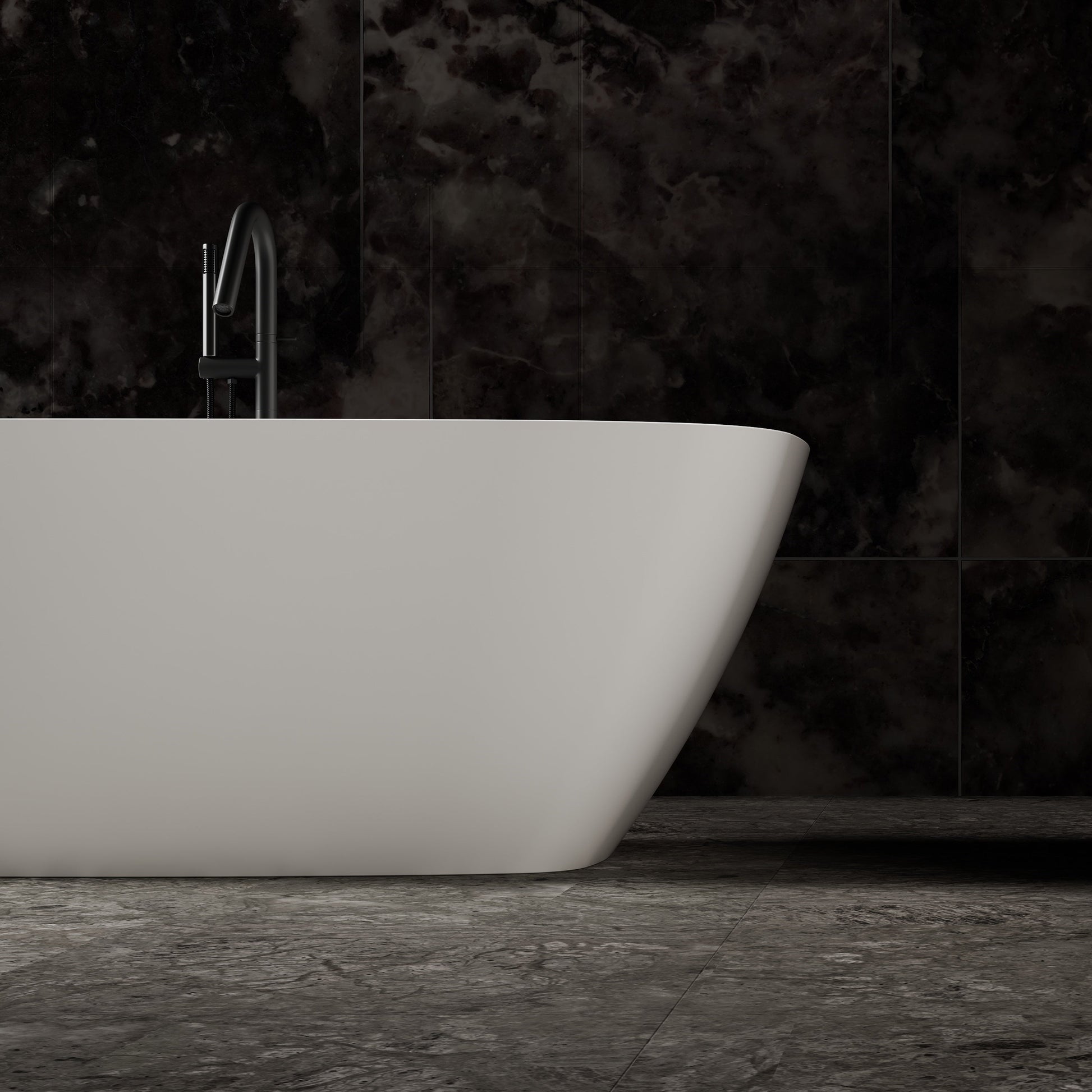 67 Inch MonBlari Solid Surface Freestanding Bathtub TW-8508-MW TW8508MW-FrontCloseUp