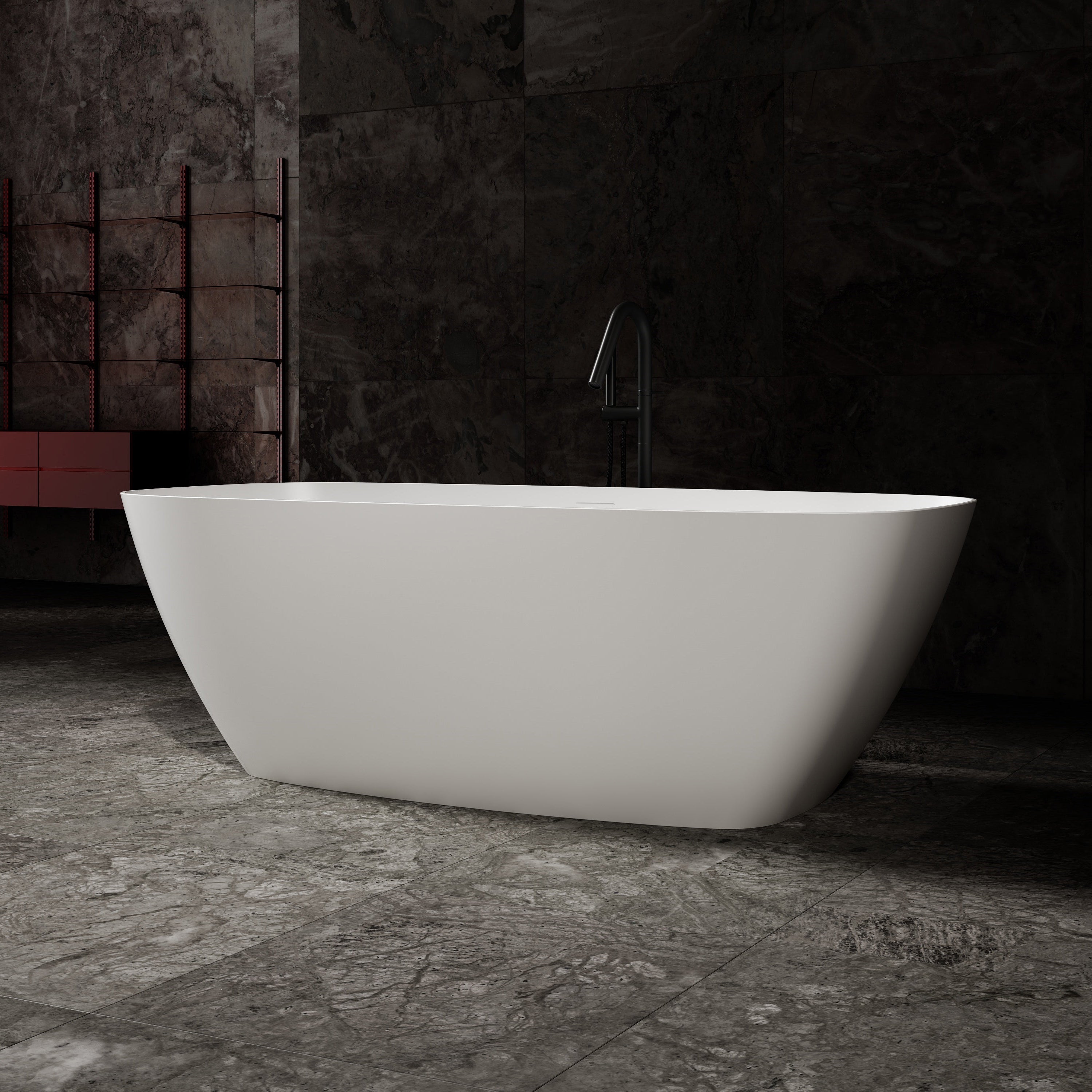 67 Inch MonBlari Solid Surface Freestanding Bathtub TW-8508-MW TW8508MW-SideView