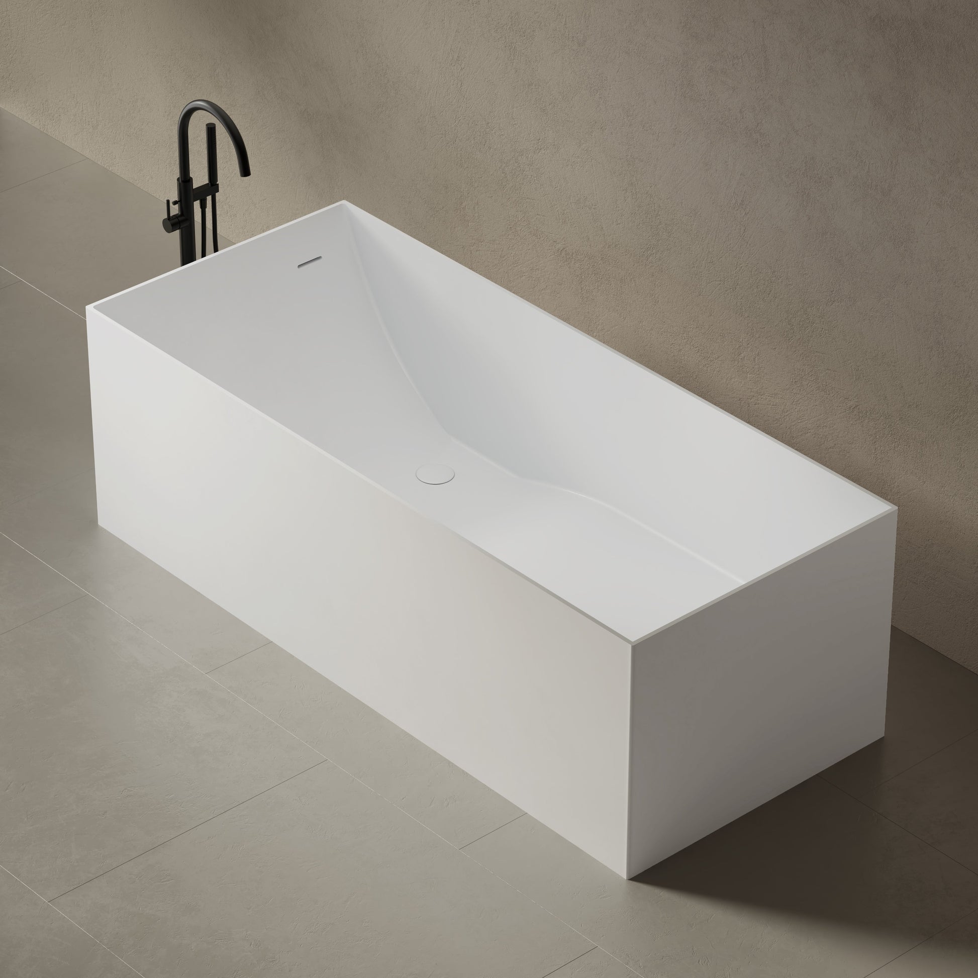 59.1 Inch MonBlari Solid Surface Freestanding Bathtub TW-8572-SideTop