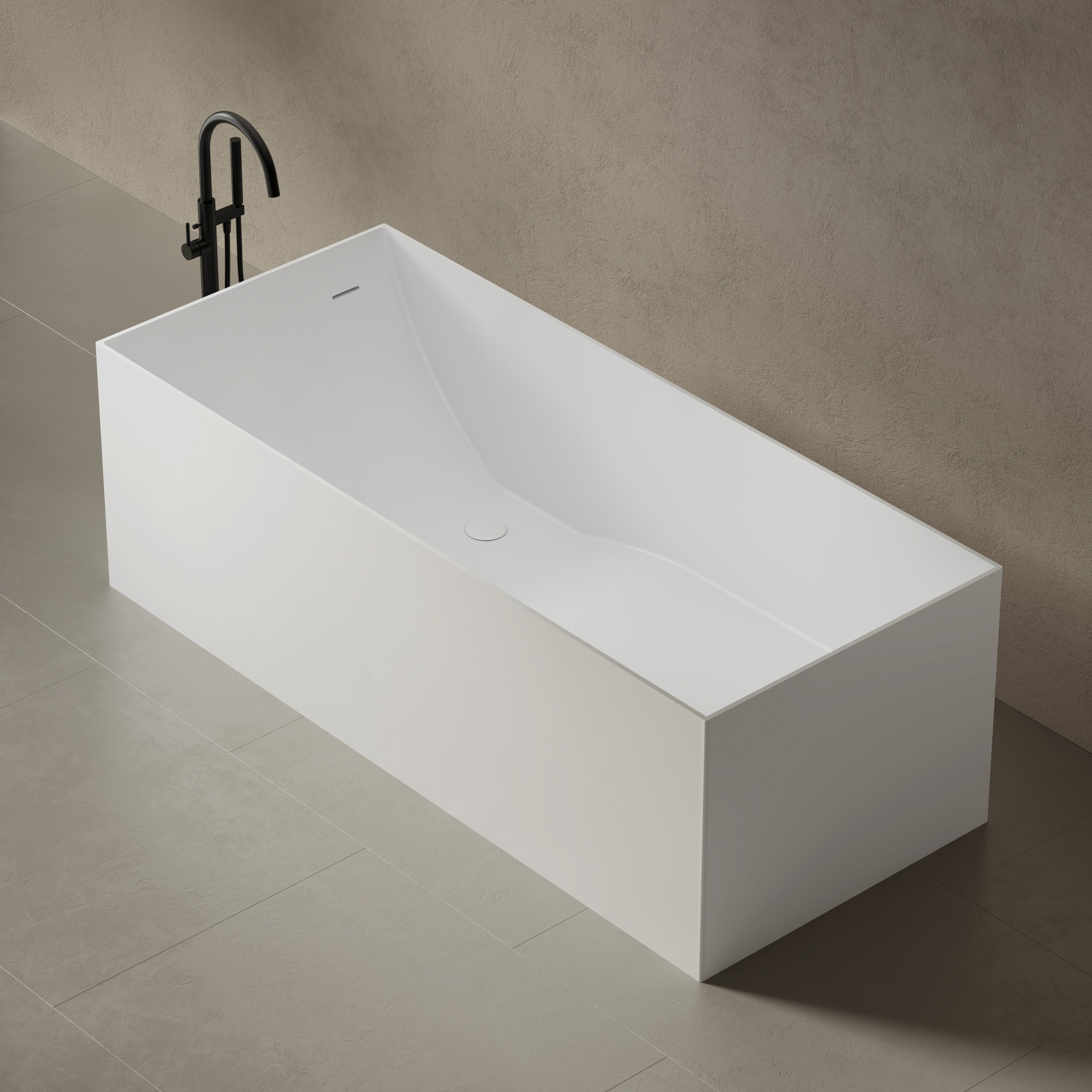 59.1 Inch MonBlari Solid Surface Freestanding Bathtub TW-8572-SideTop