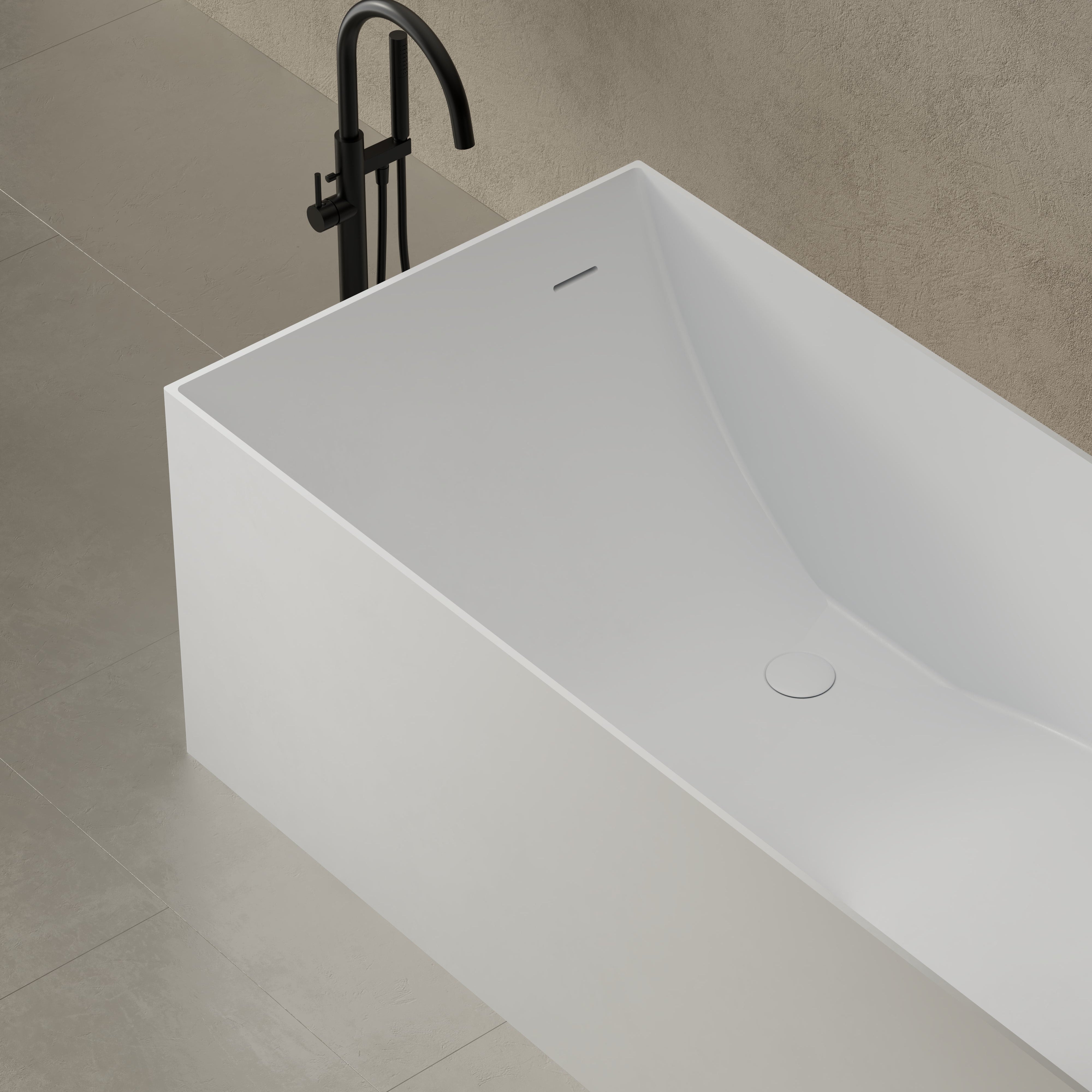 59.1 Inch MonBlari Solid Surface Freestanding Bathtub TW-8572-TopCloseUp