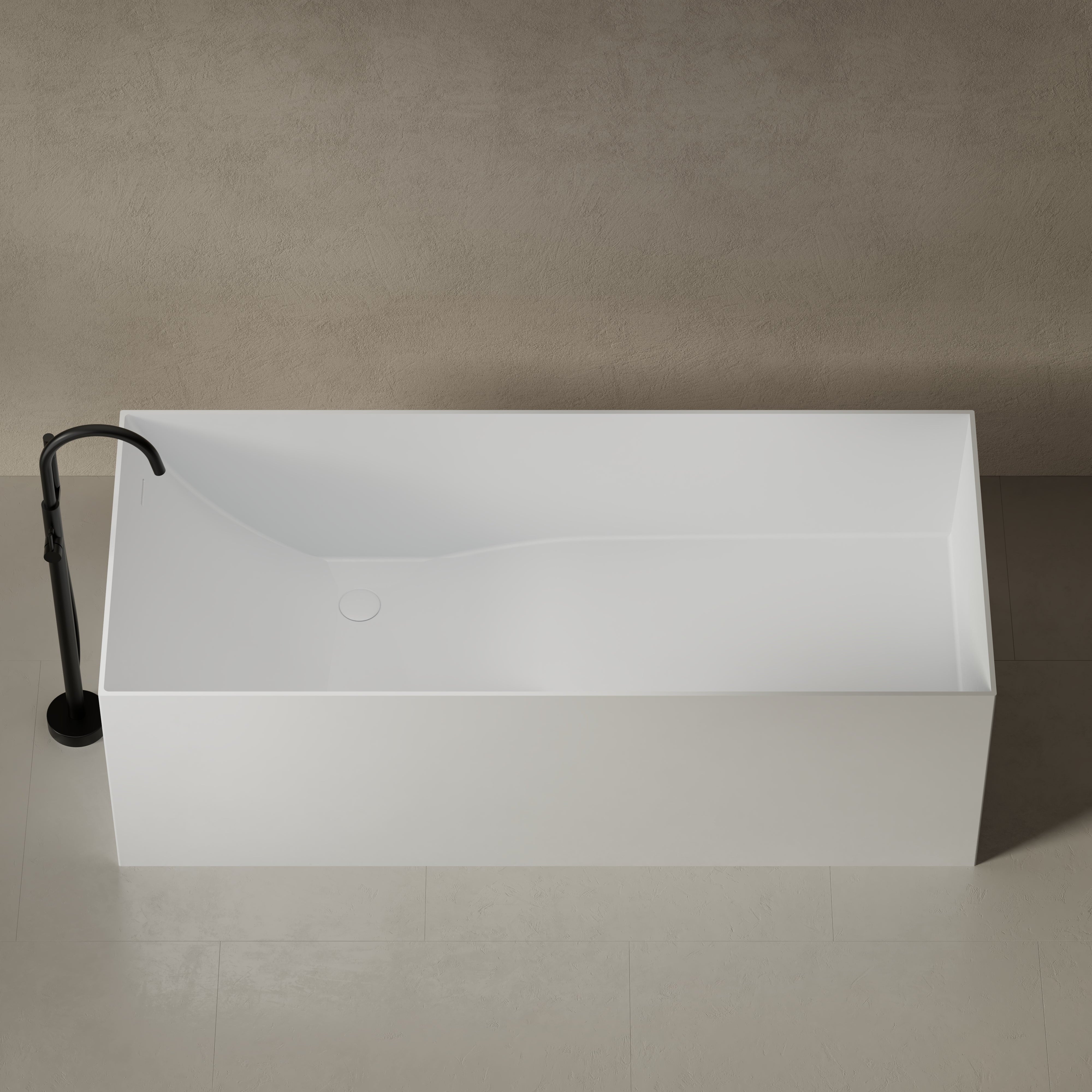 59.1 Inch MonBlari Solid Surface Freestanding Bathtub TW-8572-FrontTop