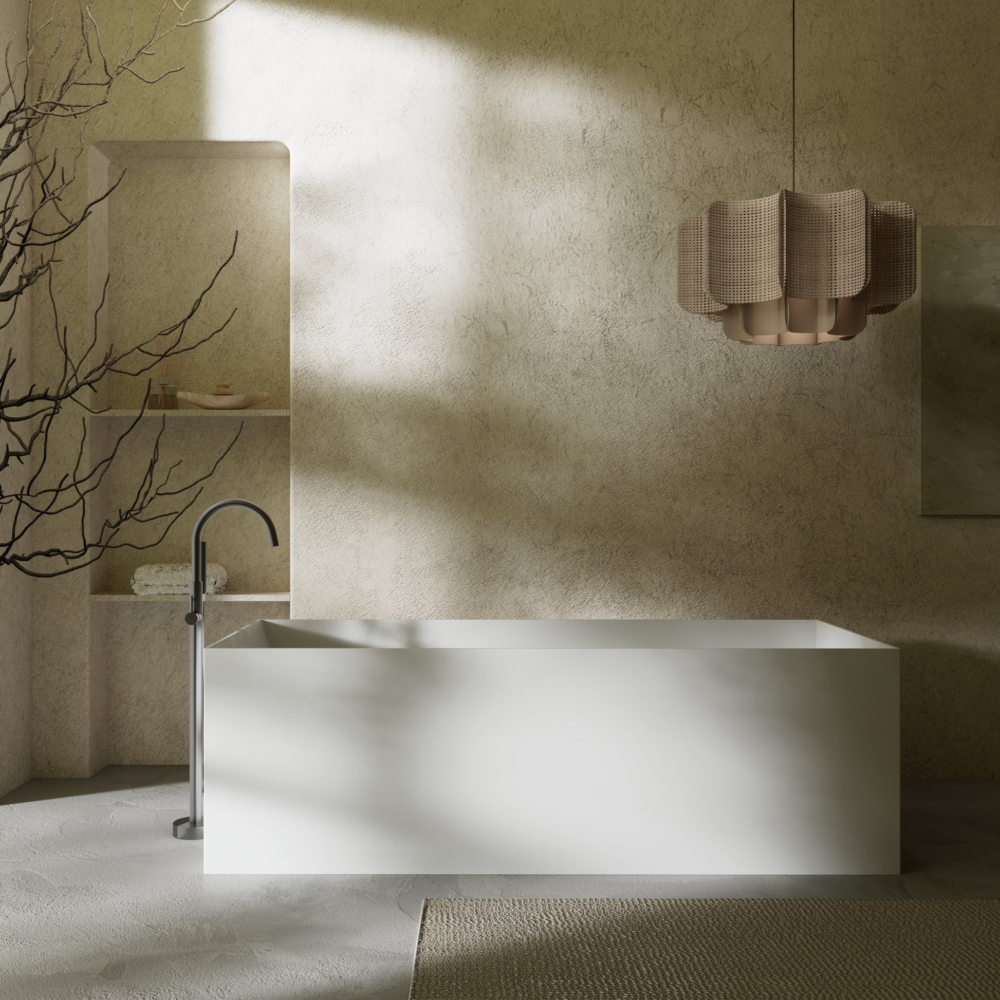 59.1 Inch MonBlari Solid Surface Freestanding Bathtub TW-8572-FrontView1