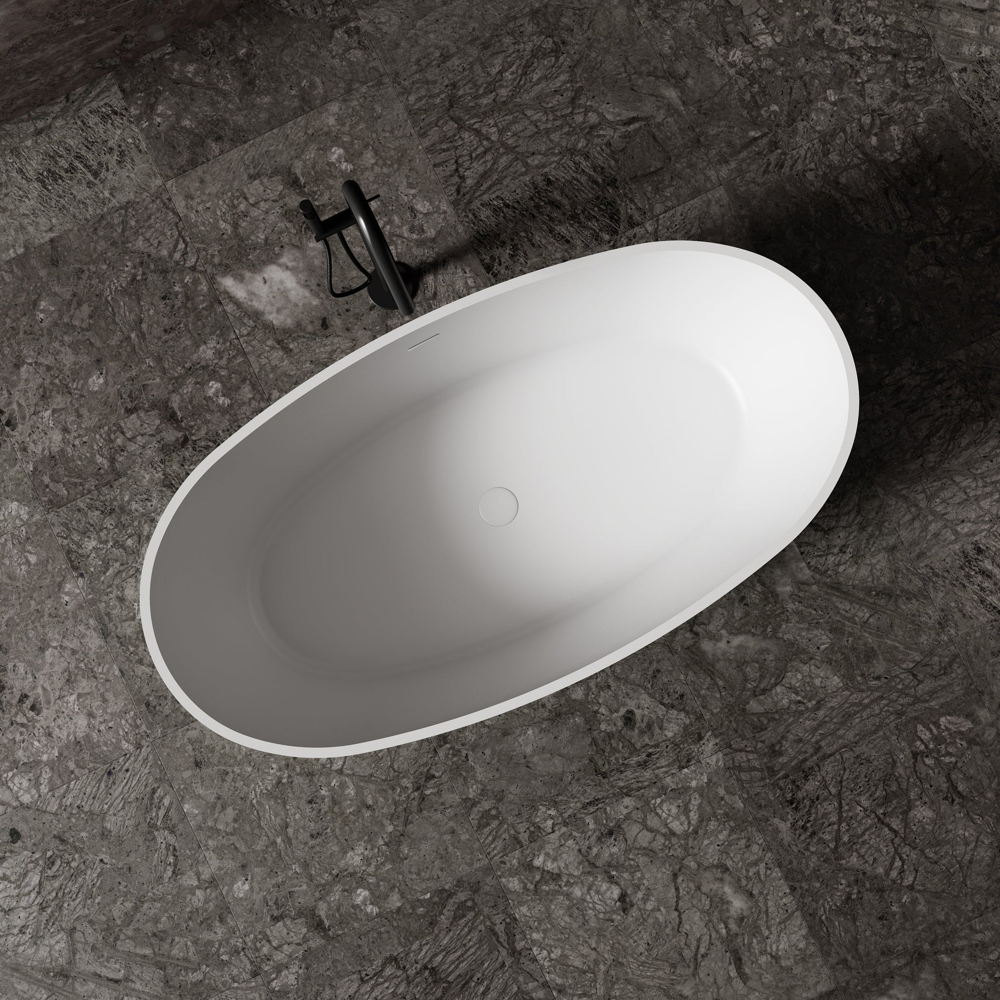 71 Inch MonBlari Solid Surface Freestanding Bathtub TW-8607-MW TW8607MW-TopView