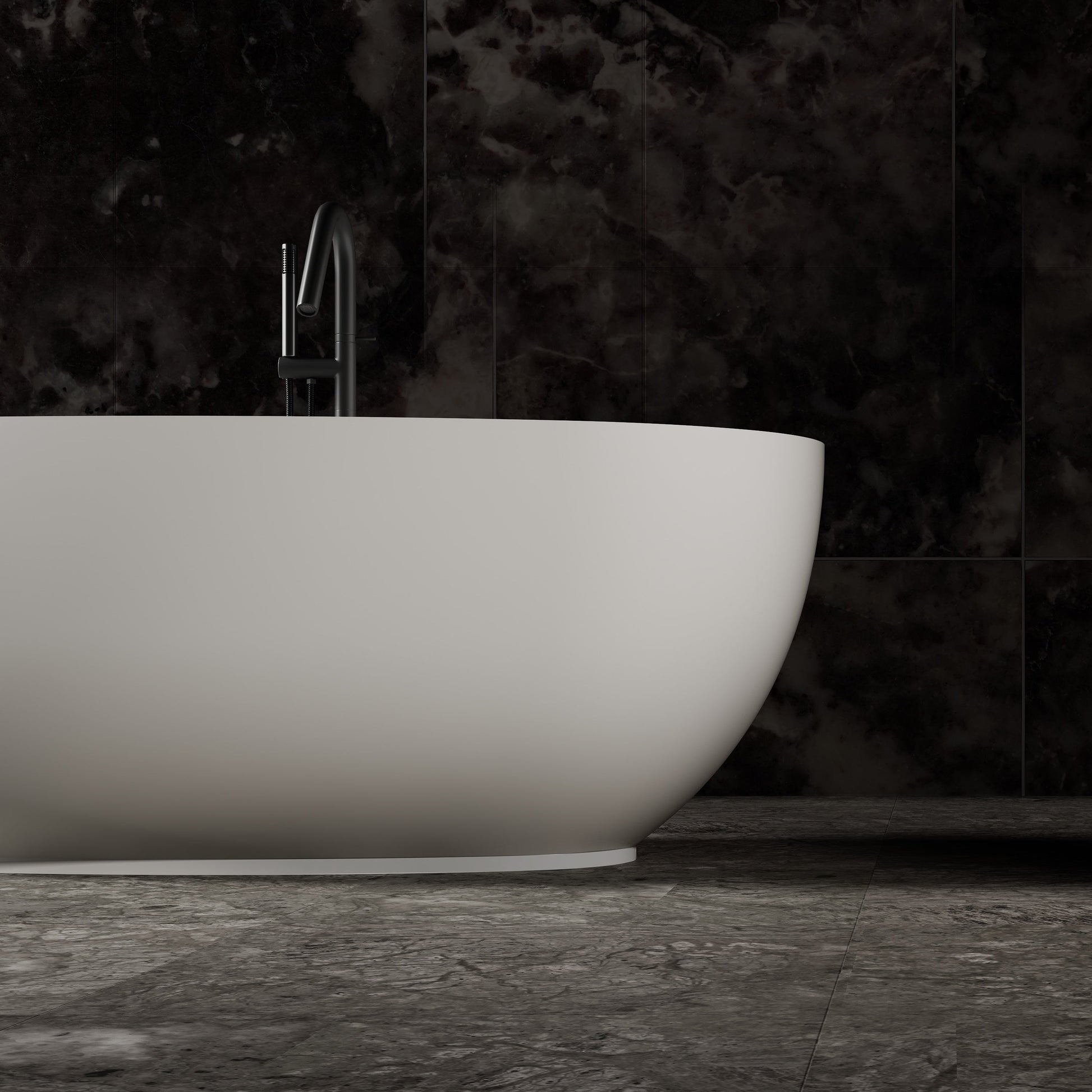 71 Inch MonBlari Solid Surface Freestanding Bathtub TW-8607-MW TW8607MW-FrontCloseUp