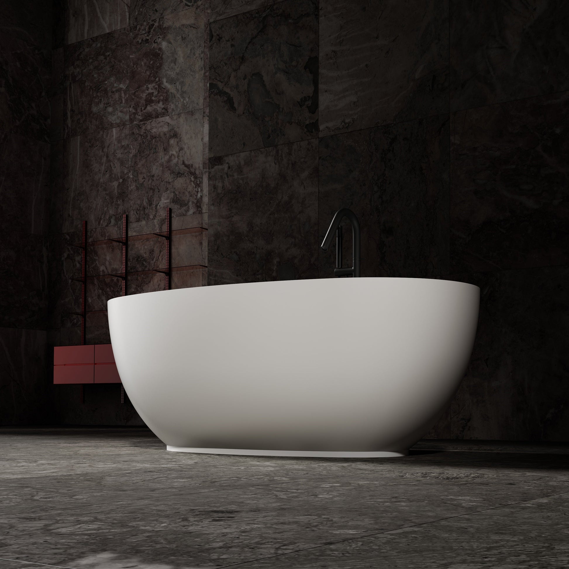 71 Inch MonBlari Solid Surface Freestanding Bathtub TW-8607-MW TW8607MW-RightSide