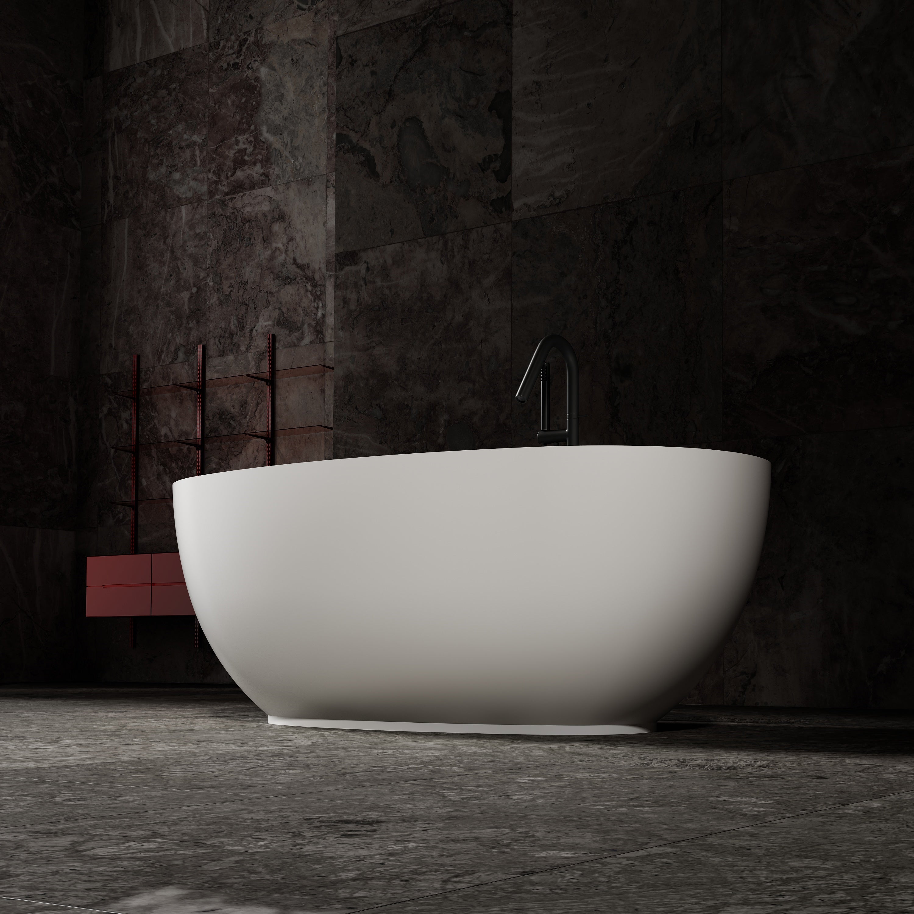 71 Inch MonBlari Solid Surface Freestanding Bathtub TW-8607-MW TW8607MW-RightSide