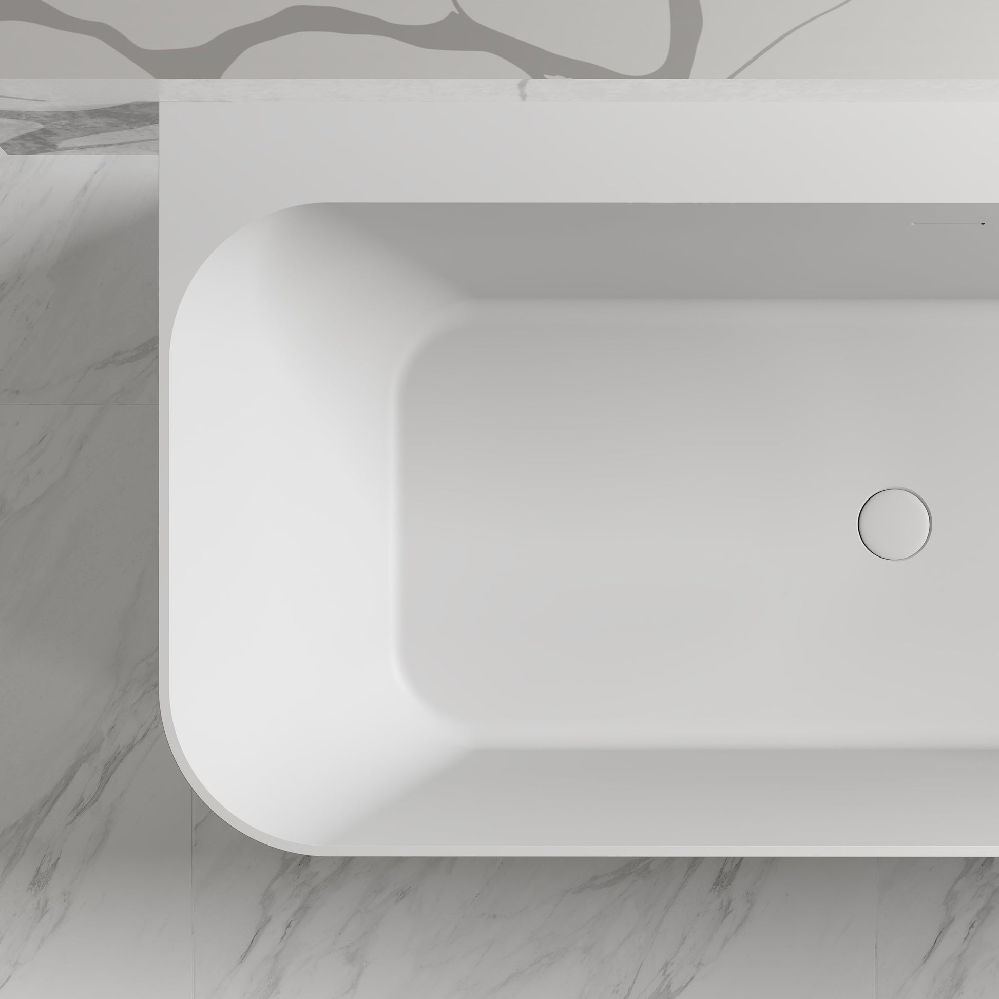 67 Inch MonBlari Solid Surface Freestanding Bathtub TW-8609-MW TW8609MW-TopCloseUp