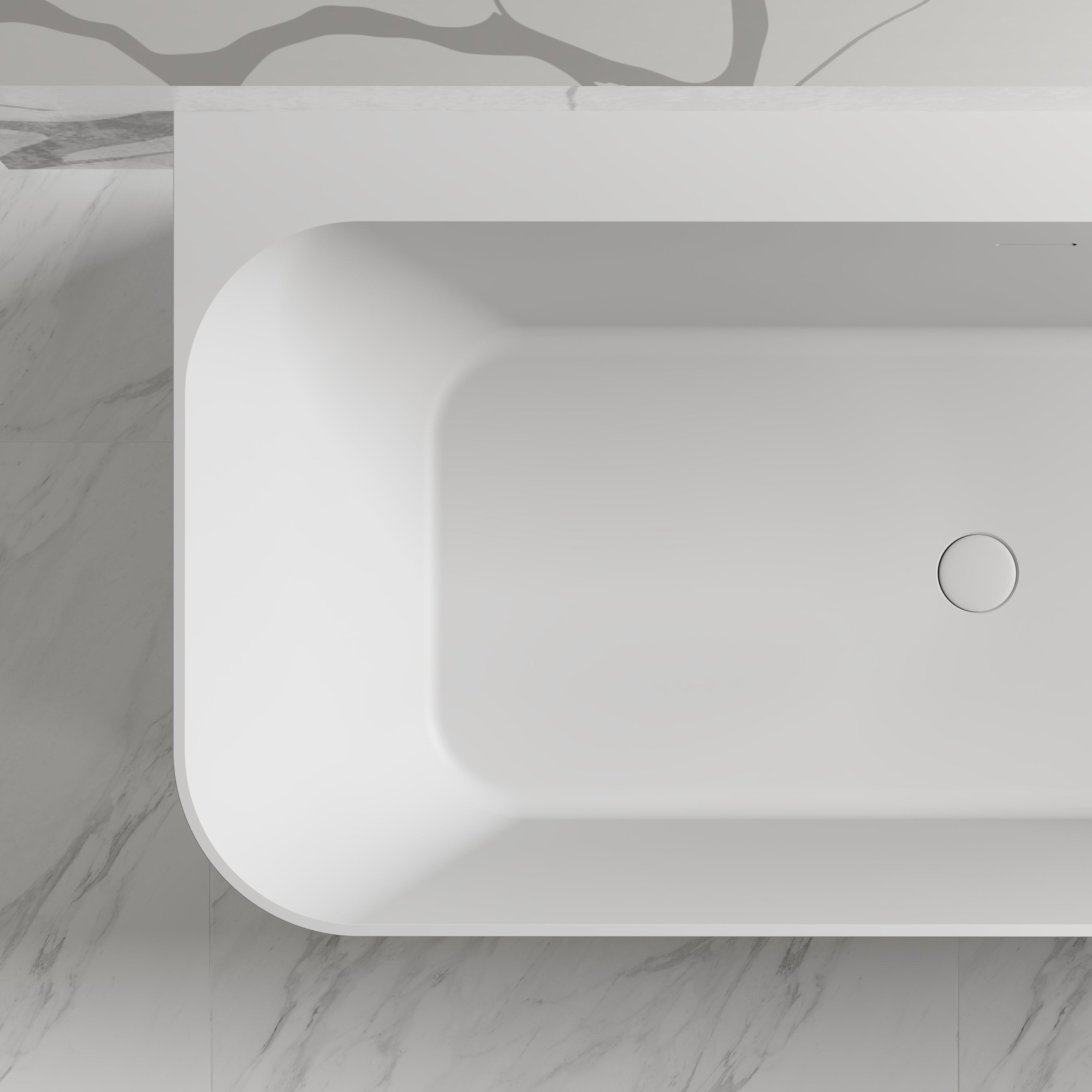 67 Inch MonBlari Solid Surface Freestanding Bathtub TW-8609-MW TW8609MW-TopCloseUp