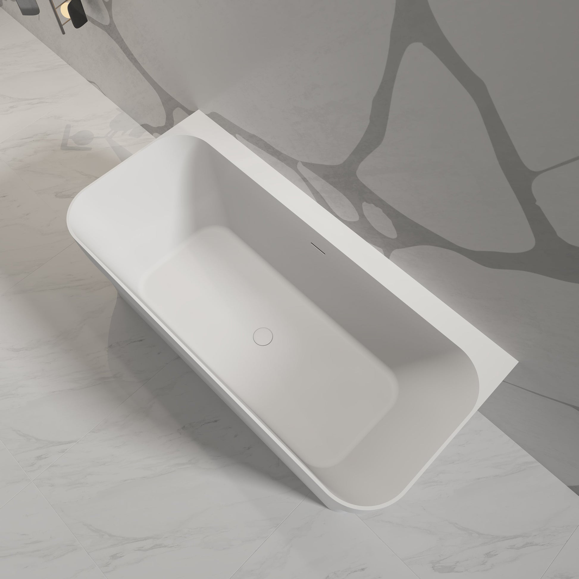 67 Inch MonBlari Solid Surface Freestanding Bathtub TW-8609-MW TW8609MW-TopView