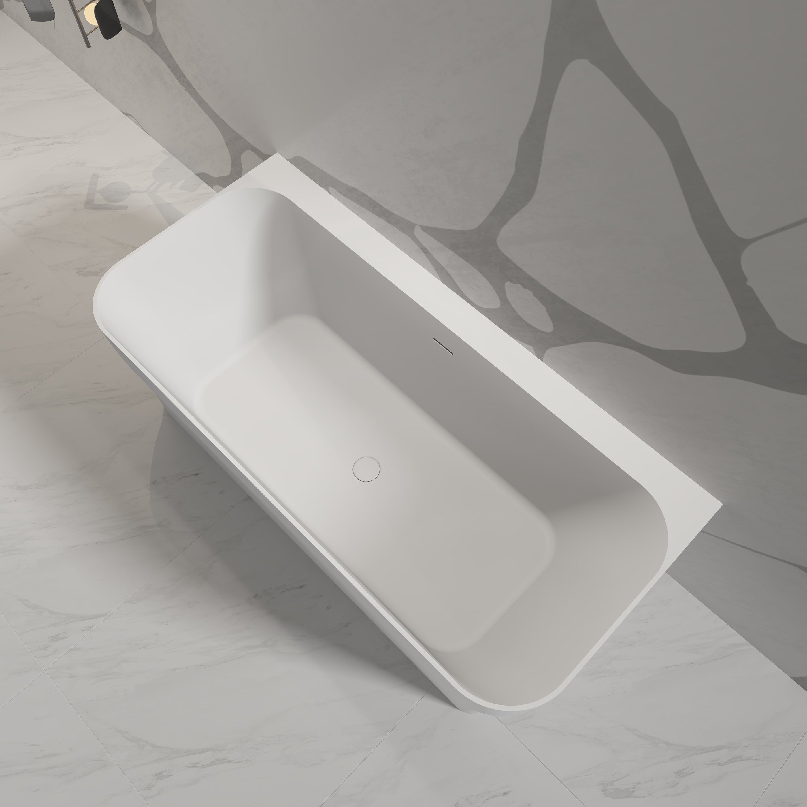 67 Inch MonBlari Solid Surface Freestanding Bathtub TW-8609-MW TW8609MW-TopView