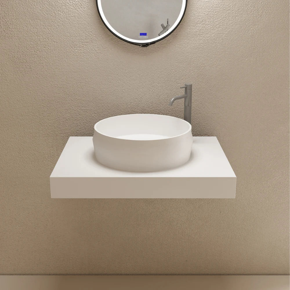 18 Inch MonBlari Modern Round Solid Surface Vessel Sink