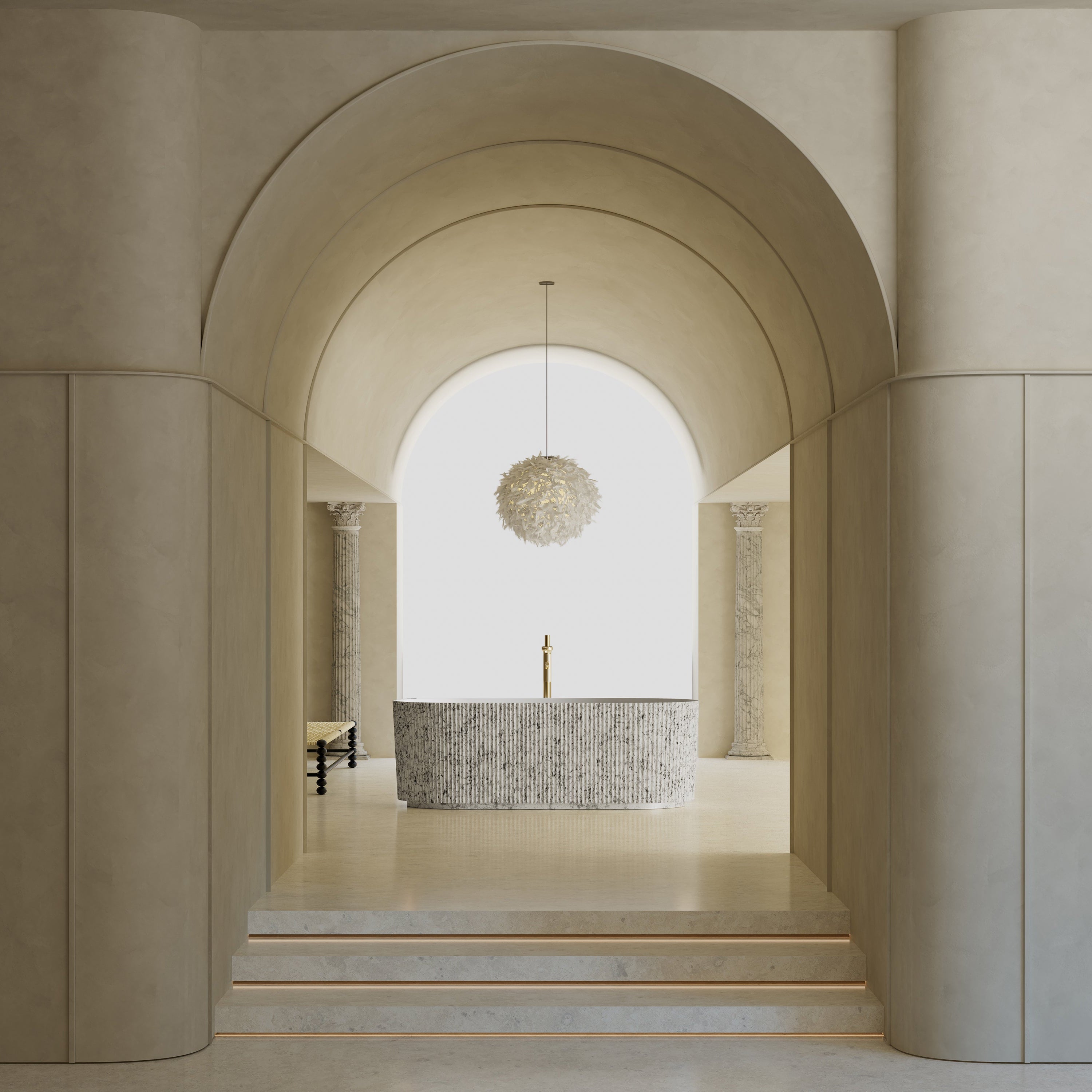 67 Inch MonBlari Solid Surface Freestanding Bathtub TW-8681S-MW TW8681SMW-FrontView