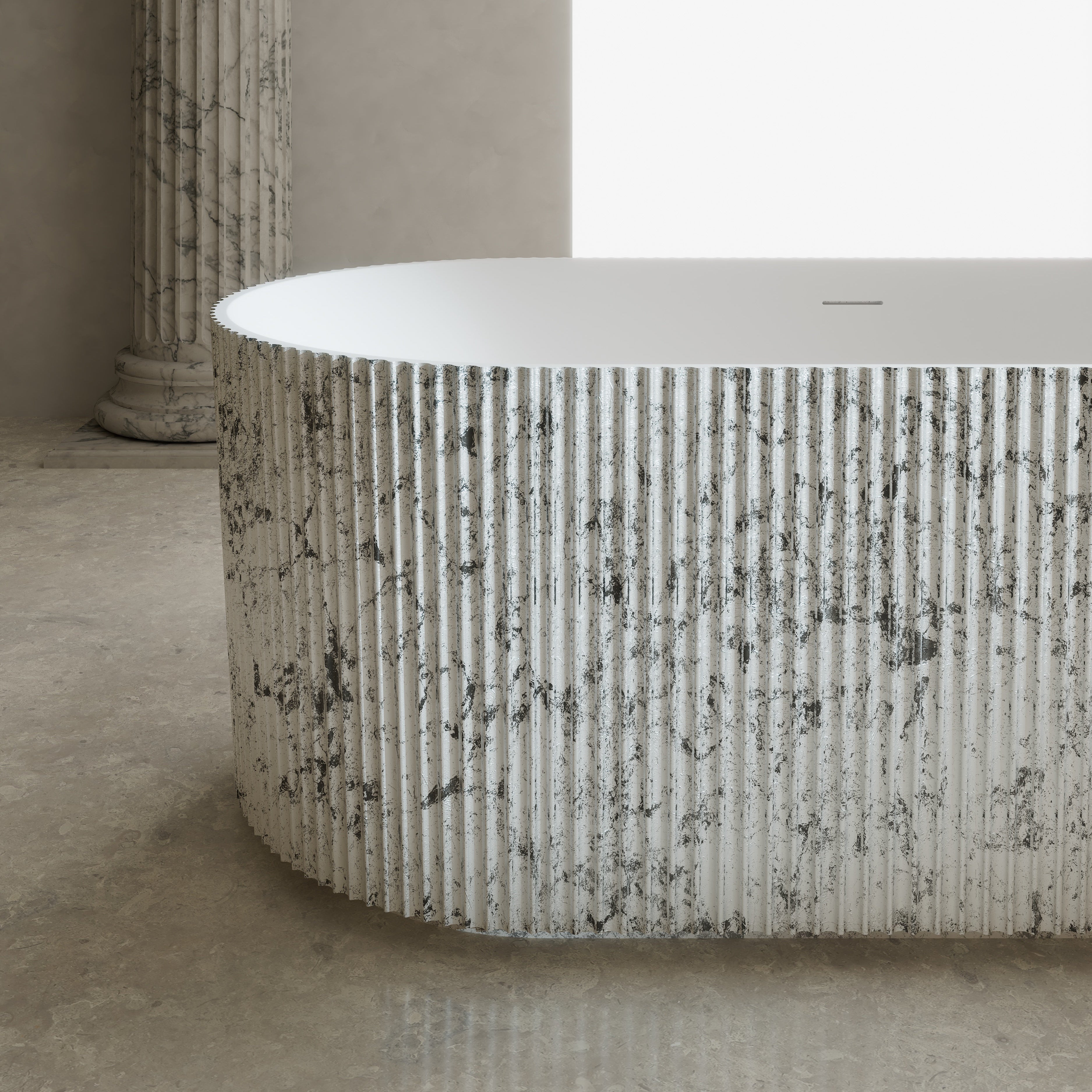 67 Inch MonBlari Solid Surface Freestanding Bathtub TW-8681S-MW TW8681SMW-FrontCloseUp