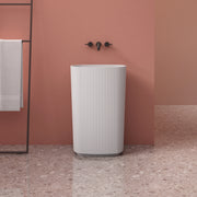 22 Inch MonBlari Solid Surface Vessel Bowl Sink Pedestal Sink TW8681ZMW-FrontView