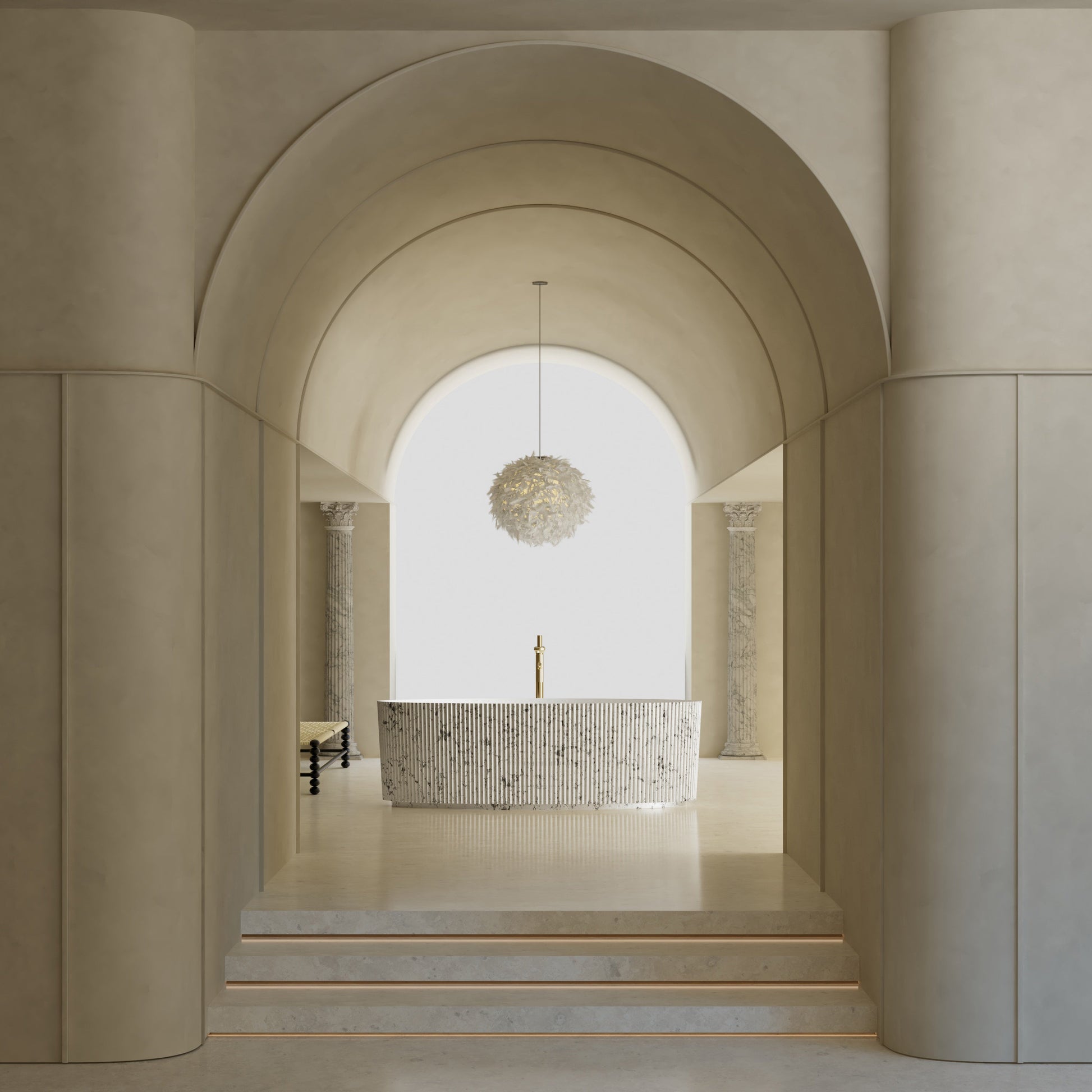 71 Inch MonBlari Solid Surface Freestanding Bathtub TW-8687S-MW TW8687SMW-FrontView