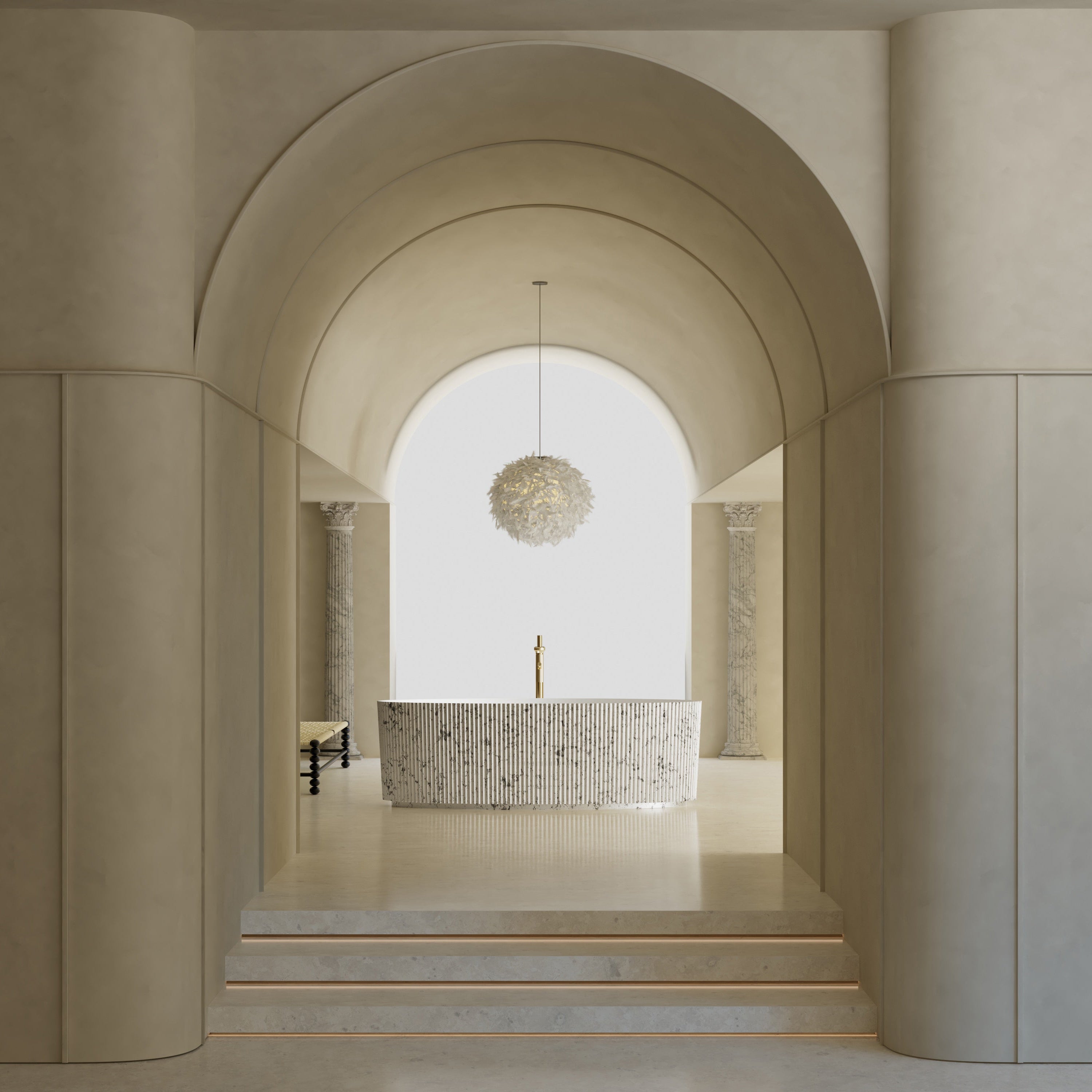 71 Inch MonBlari Solid Surface Freestanding Bathtub TW-8687S-MW TW8687SMW-FrontView