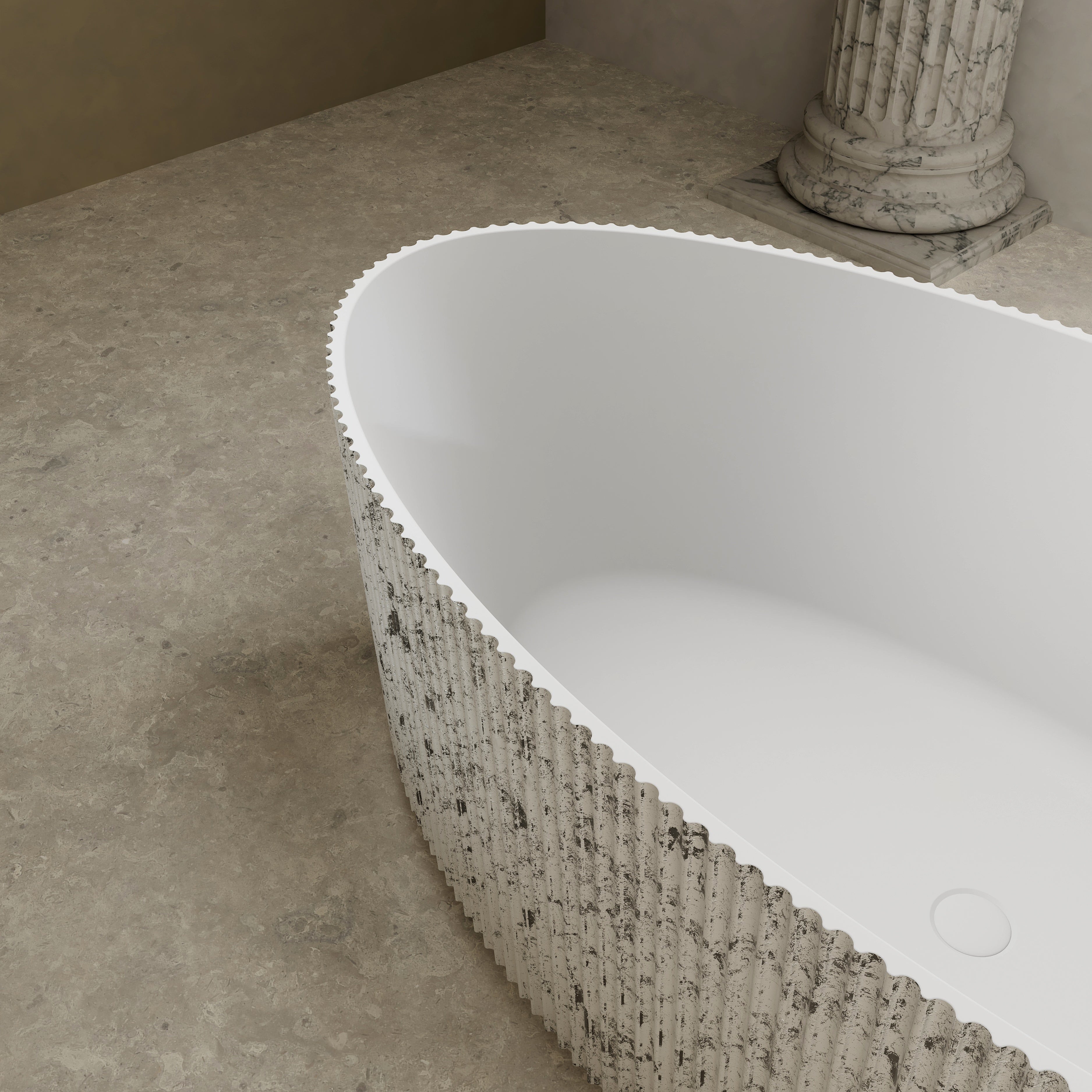 71 Inch MonBlari Solid Surface Freestanding Bathtub TW-8687S-MW TW8687SMW-CloseUp