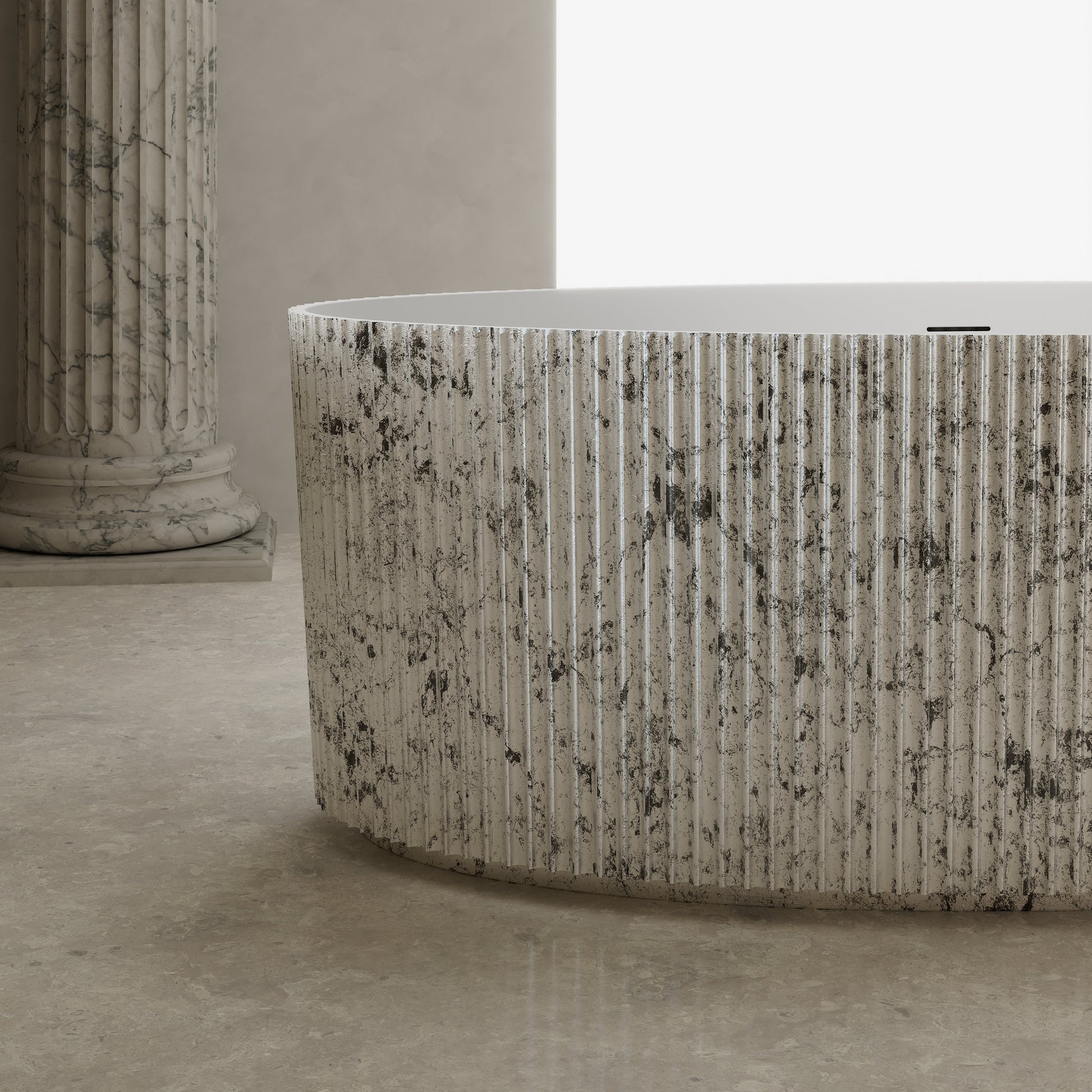 71 Inch MonBlari Solid Surface Freestanding Bathtub TW-8687S-MW TW8687SMW-CloseUp