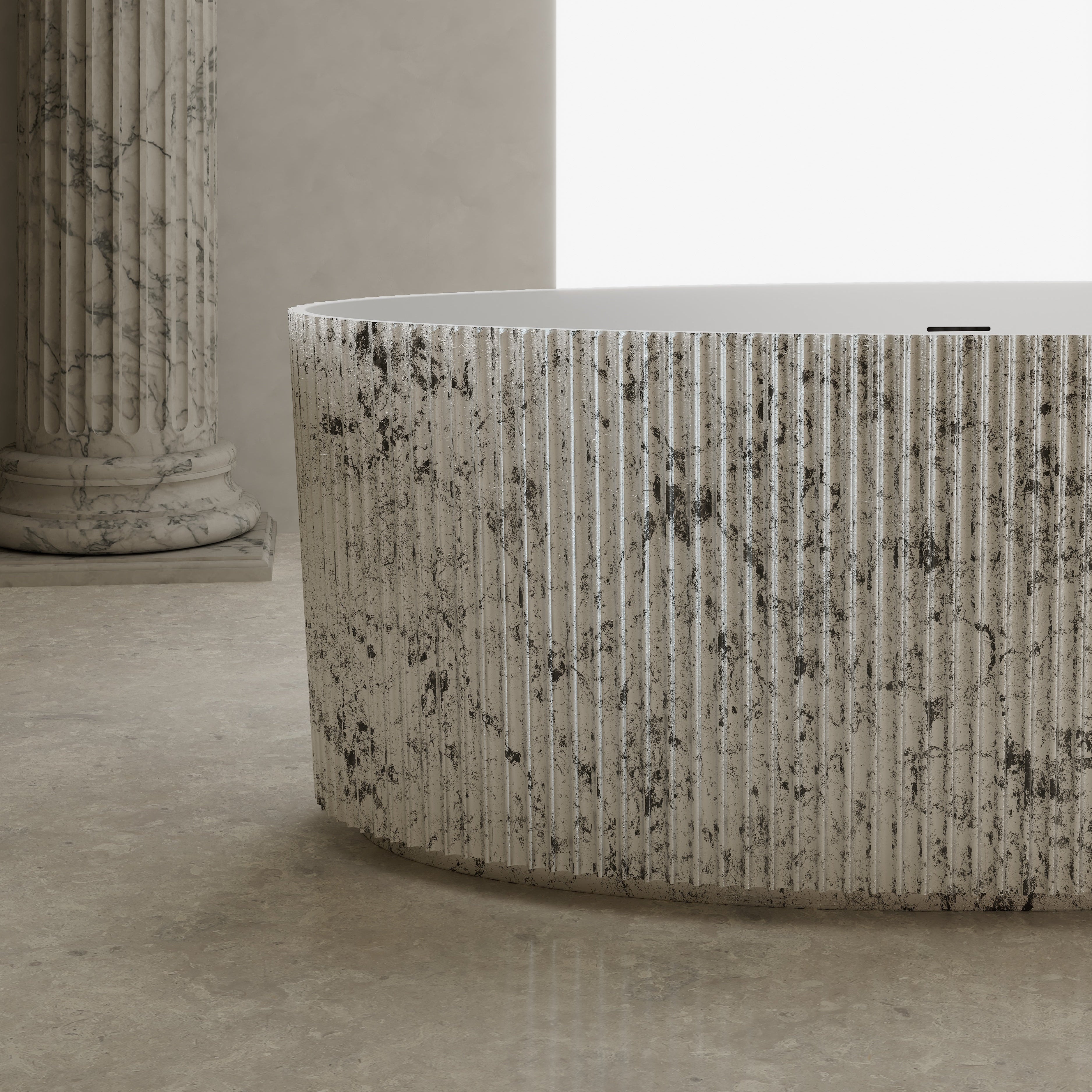 71 Inch MonBlari Solid Surface Freestanding Bathtub TW-8687S-MW TW8687SMW-CloseUp