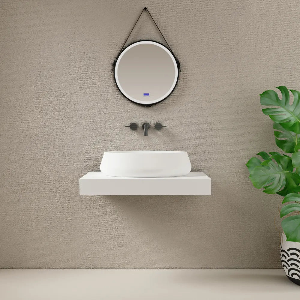 24 Inch MonBlari Sculptural Oval Solid Surface Vessel Sink