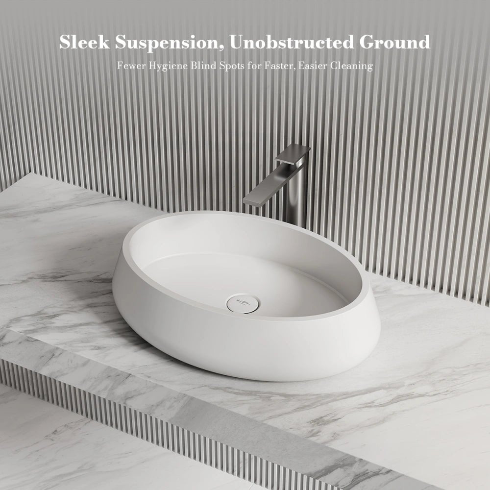 24 Inch MonBlari Sculptural Oval Solid Surface Vessel Sink