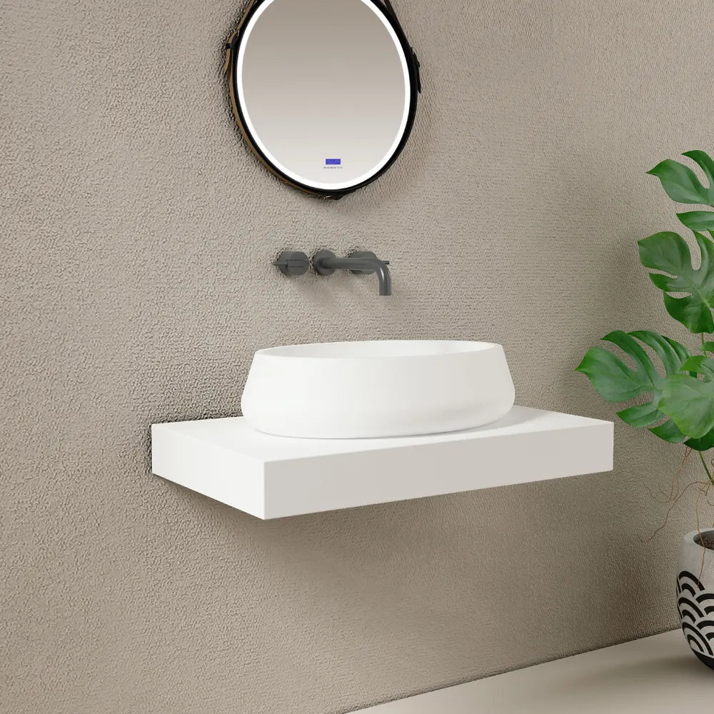 24 Inch MonBlari Sculptural Oval Solid Surface Vessel Sink