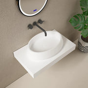 24 Inch MonBlari Sculptural Oval Solid Surface Vessel Sink