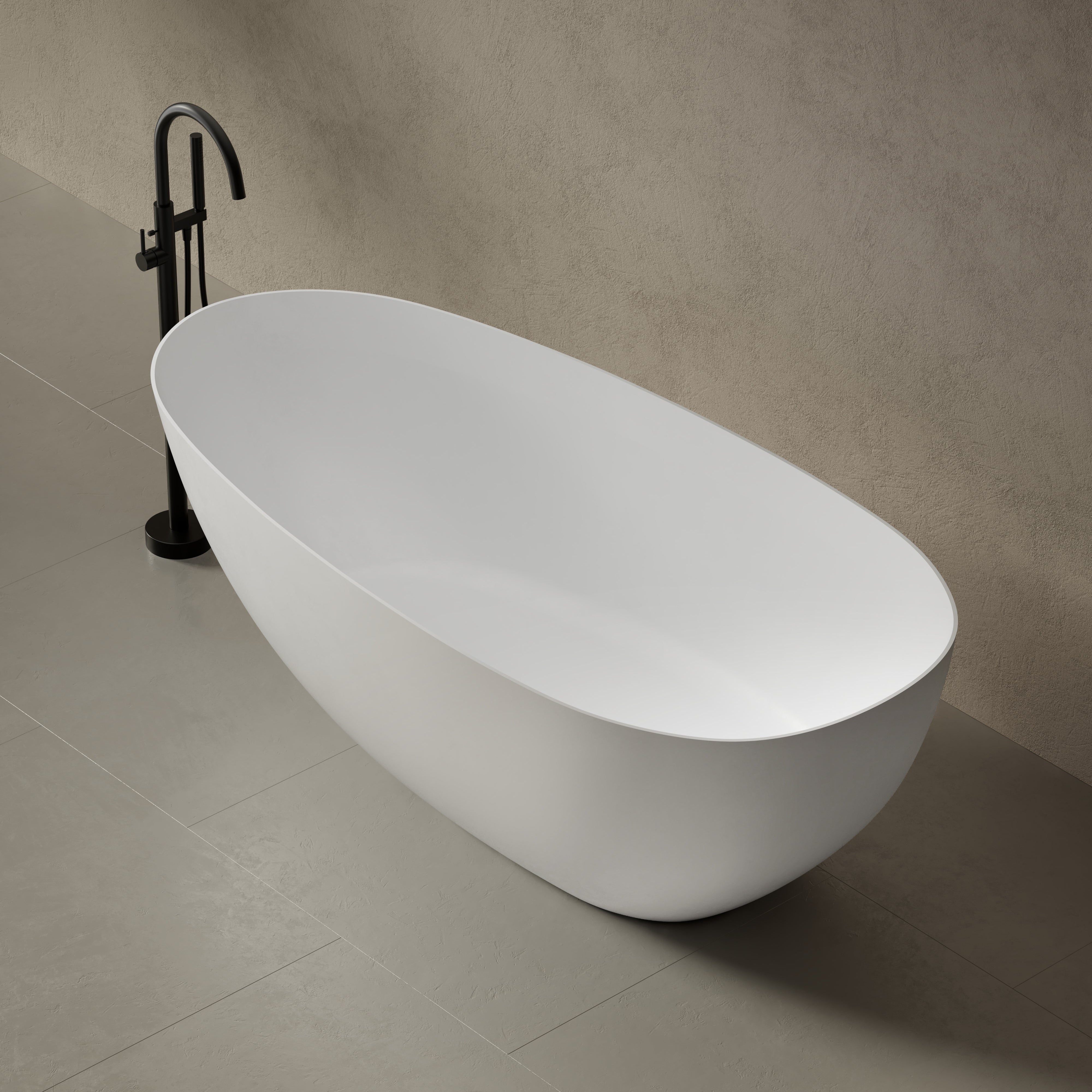 55.1 Inch MonBlari Solid Surface Freestanding Bathtub XA-8866-FrontTop-SideTop