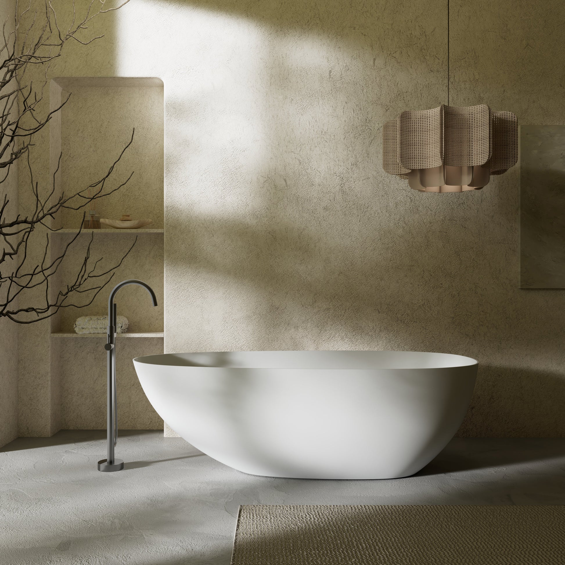 55.1 Inch MonBlari Solid Surface Freestanding Bathtub XA-8866-FrontView