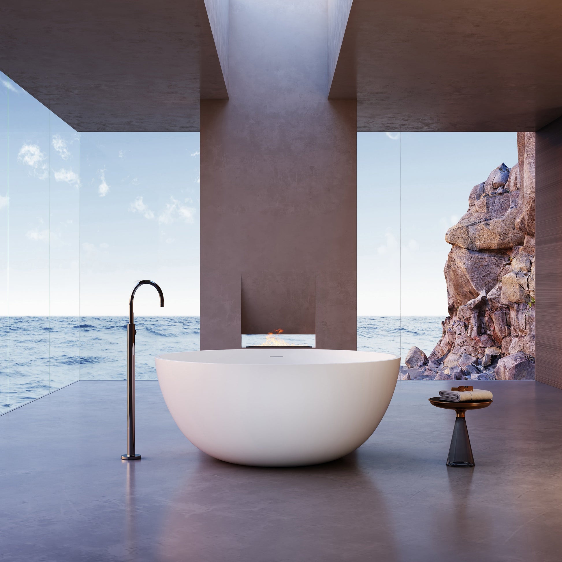 51 Inch MonBlari Solid Surface Freestanding Bathtub XA-8879-MW XA8879MW-FrontView