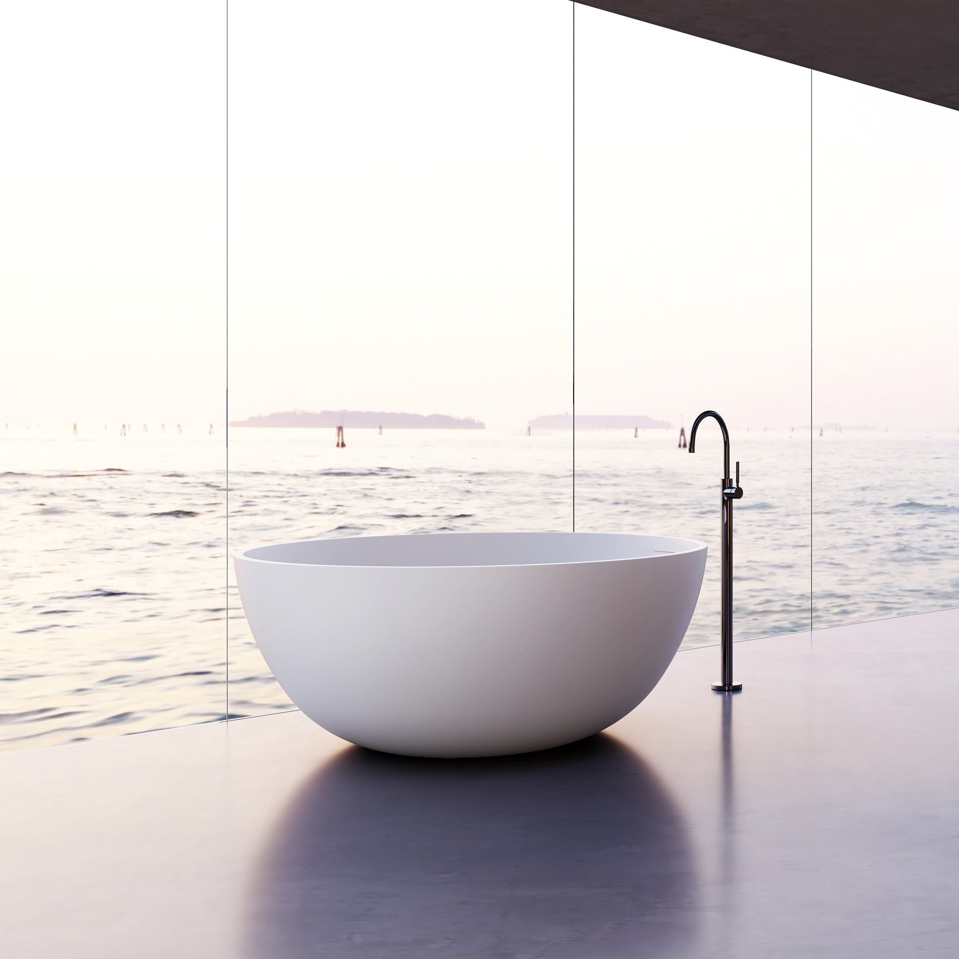 51 Inch MonBlari Solid Surface Freestanding Bathtub XA-8879-MW XA8879MW-SideView