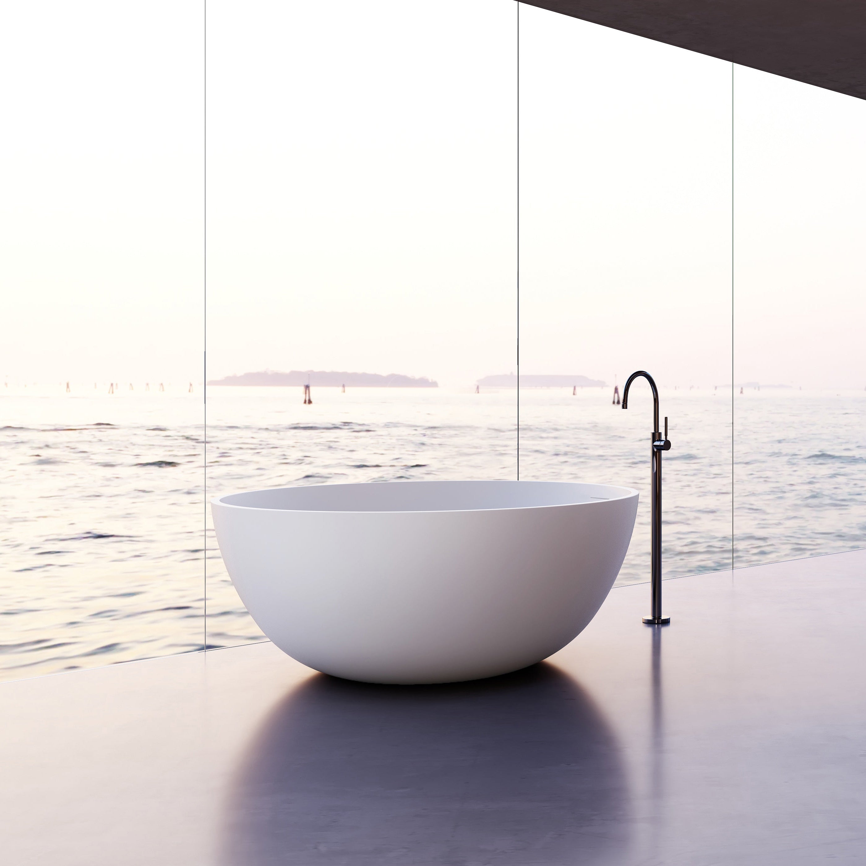 51 Inch MonBlari Solid Surface Freestanding Bathtub XA-8879-MW XA8879MW-SideView