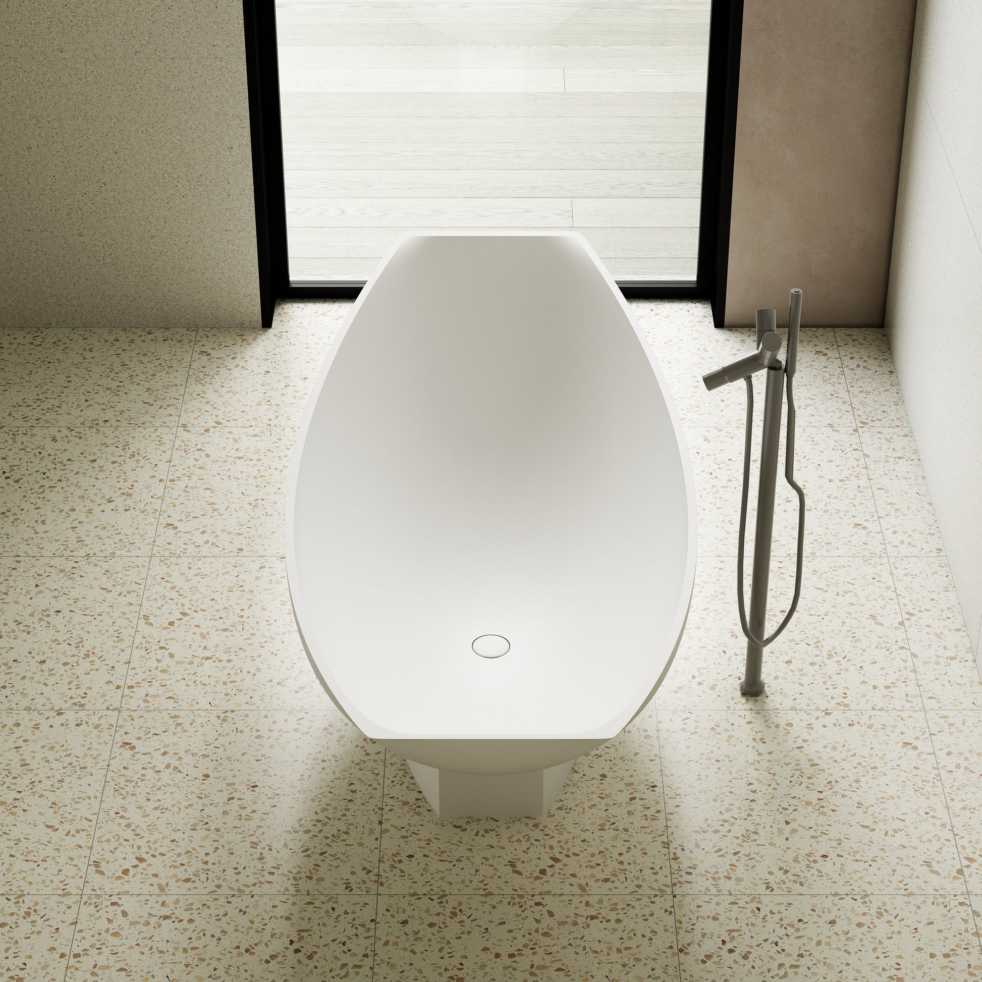 71 Inch MonBlari Solid Surface Freestanding Bathtub TW-8991-MW TW8991MW-SideTopView