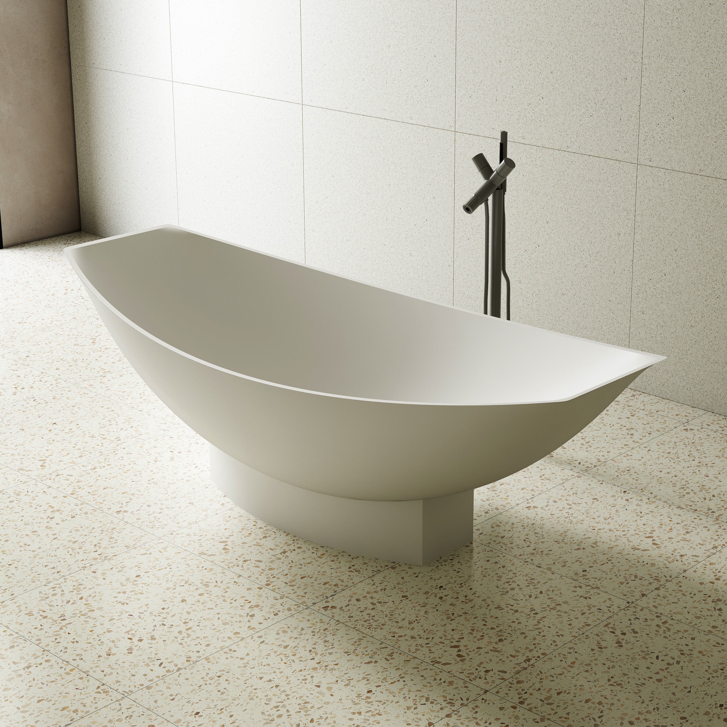 71 Inch MonBlari Solid Surface Freestanding Bathtub TW-8991-MW TW8991MW-RightSide