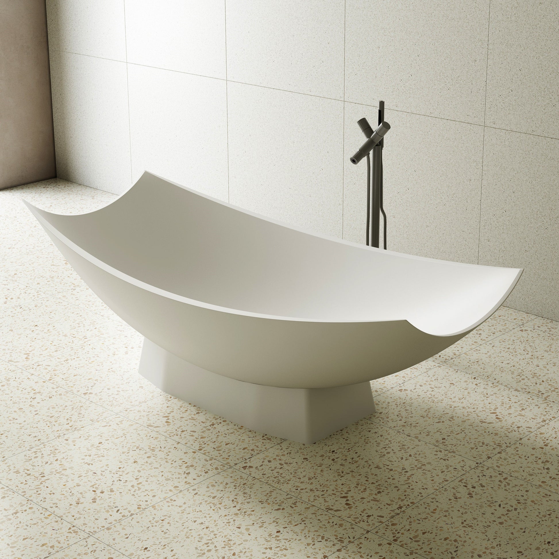 71 Inch MonBlari Solid Surface Freestanding Bathtub TW-8992-MW TW8992MW-RightView