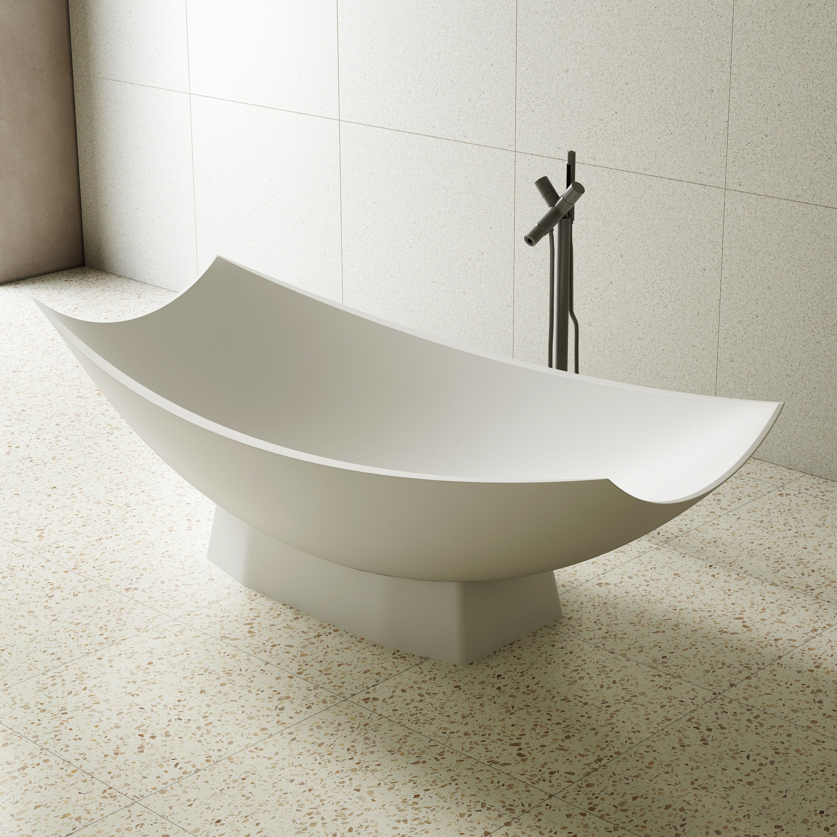 71 Inch MonBlari Solid Surface Freestanding Bathtub TW-8992-MW TW8992MW-RightView